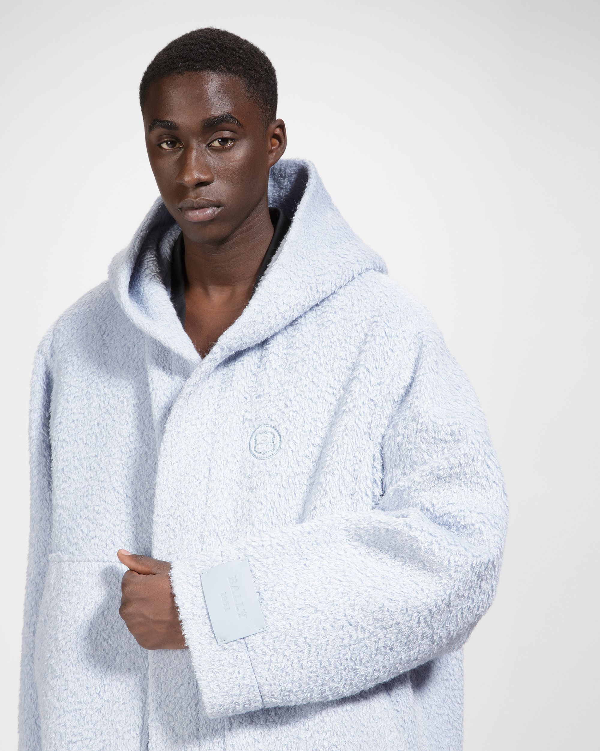 Bally Global - Mixed Wool Peacoat In Light Blue - Blue