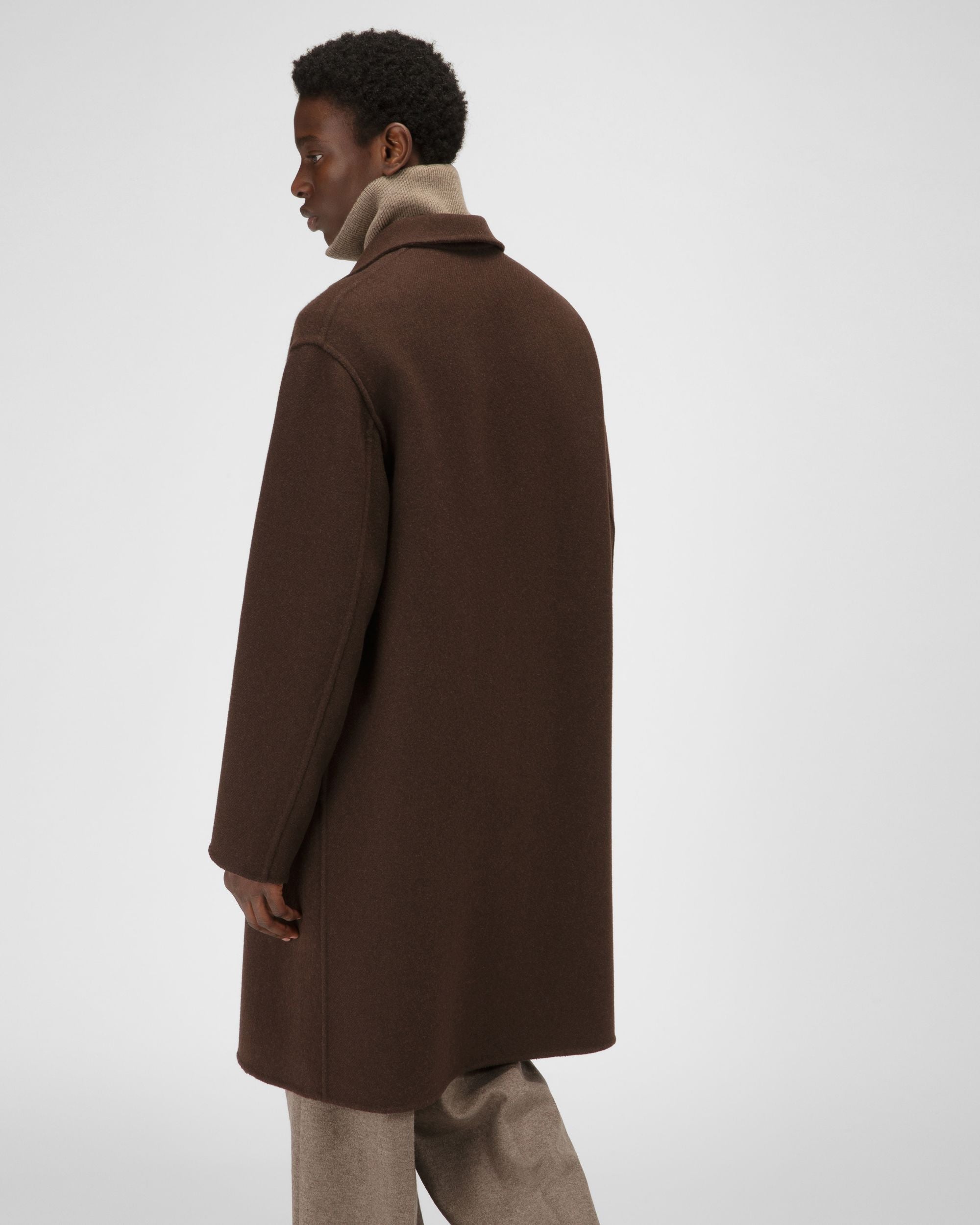 Bally Global - Wool Mix Coat In Ebony Brown - Brown