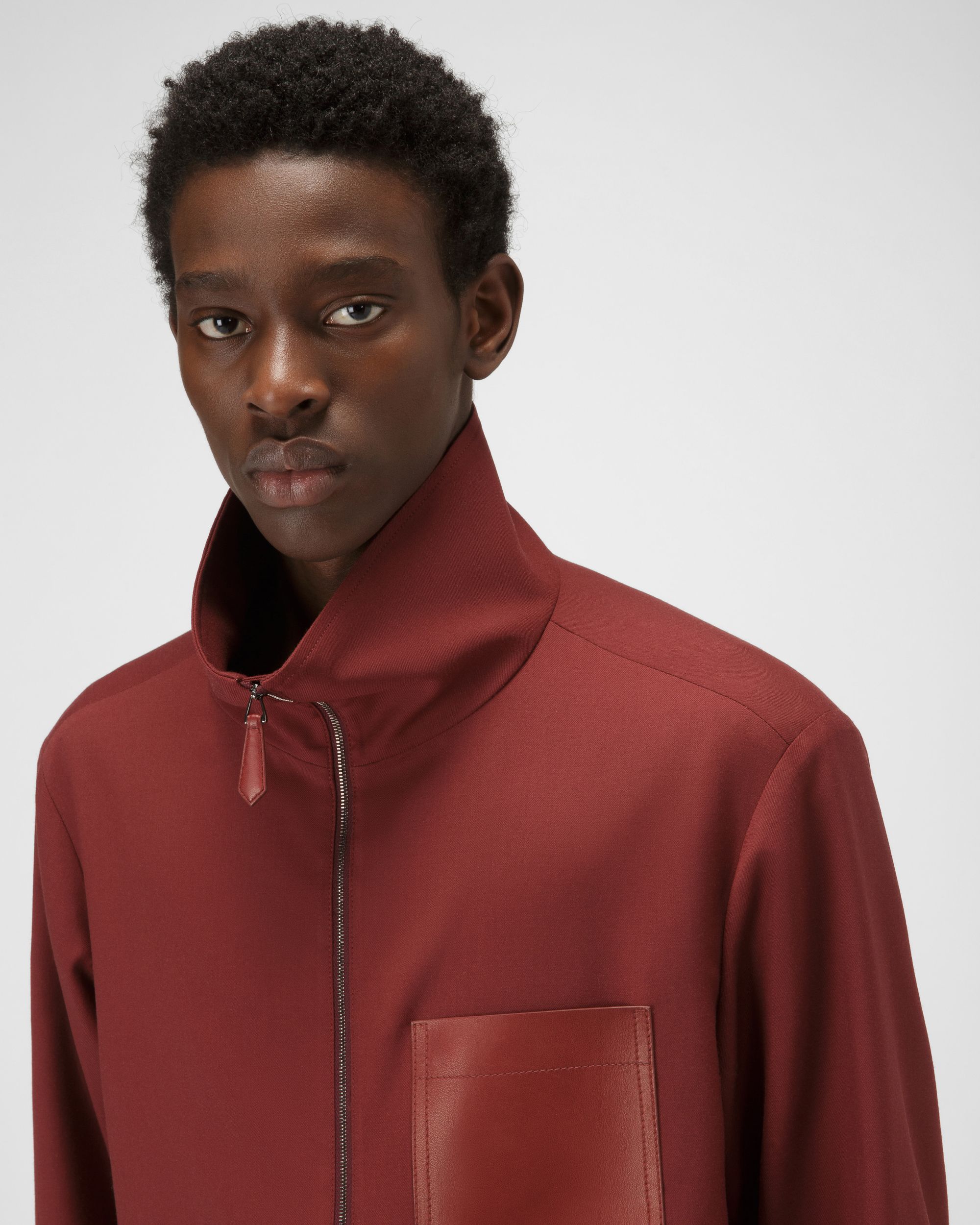 Bally Global - Wool Bomber Jacket In Heritage Red - Rojo