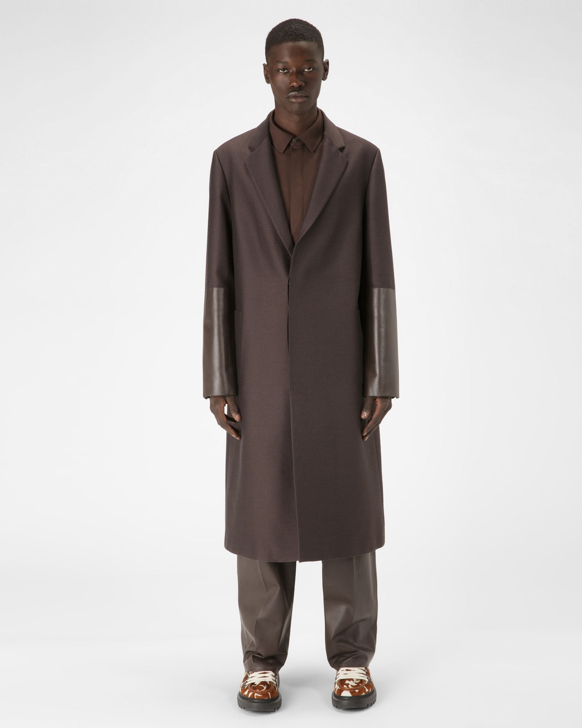 Bally Global - Wool & Cotton Coat In Ebony Brown - Brown