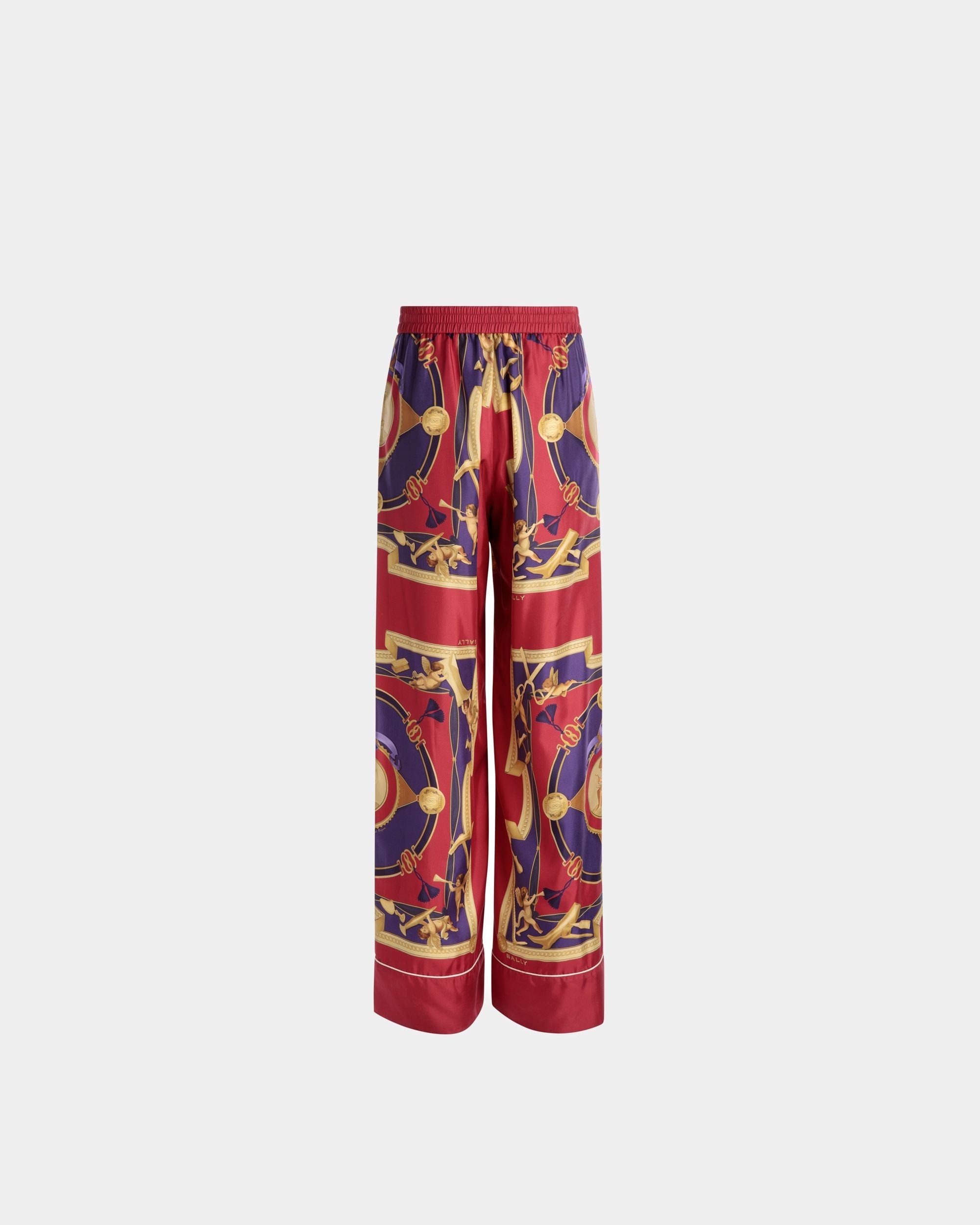 Bally Global - Wide Leg Trousers In Deep Red Silk - Red
