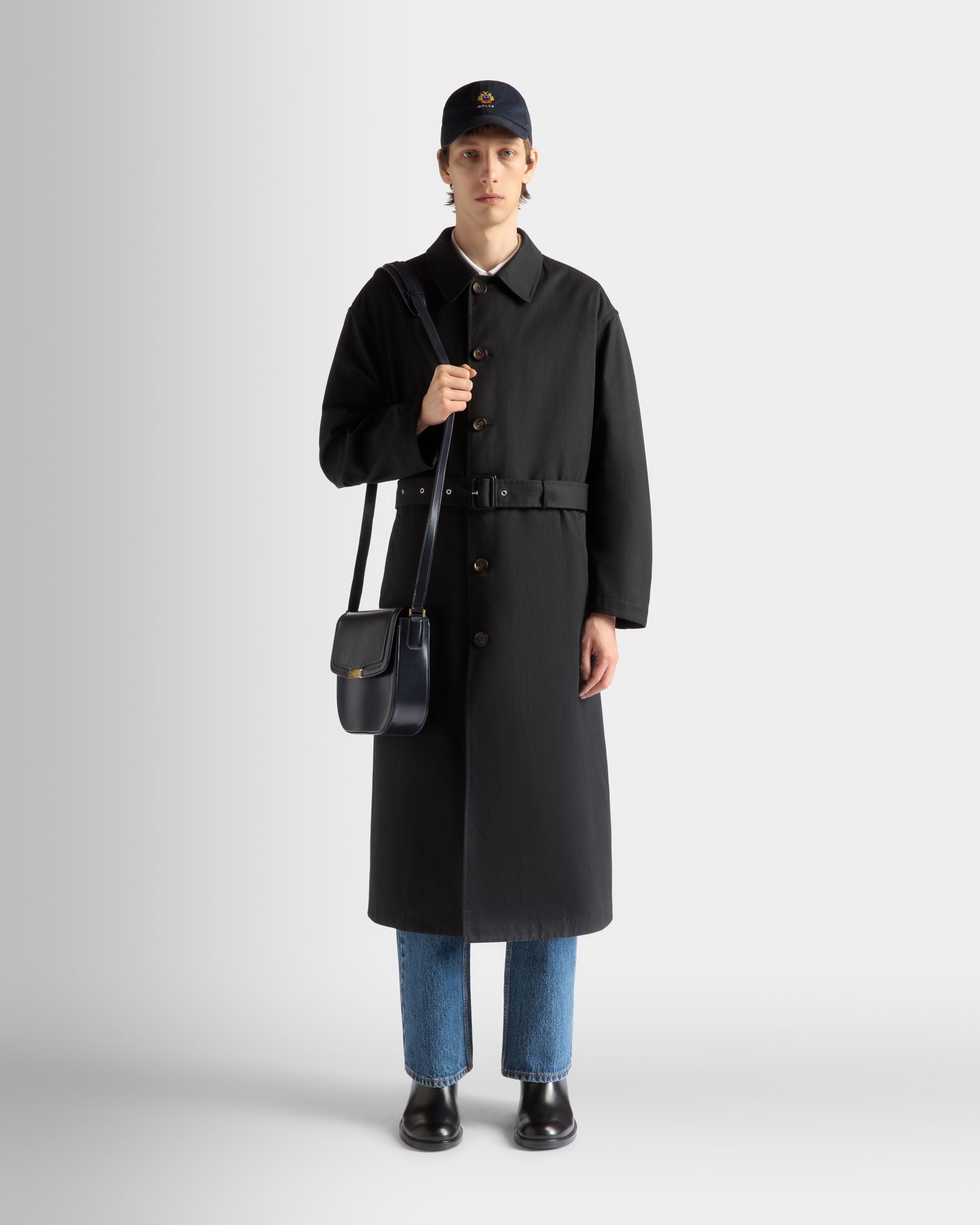 Bally Global - Trench En Coton Mélangé Navy Blue - Bleu