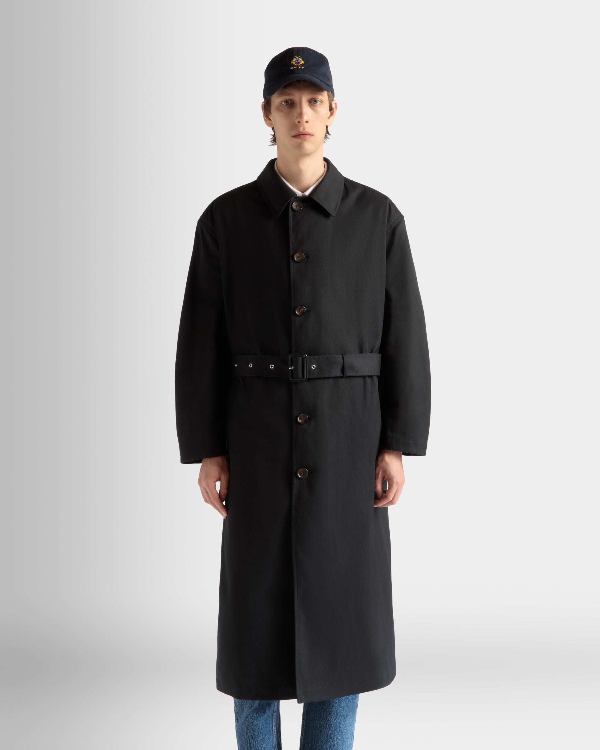 Bally Global - Trench En Coton Mélangé Navy Blue - Bleu