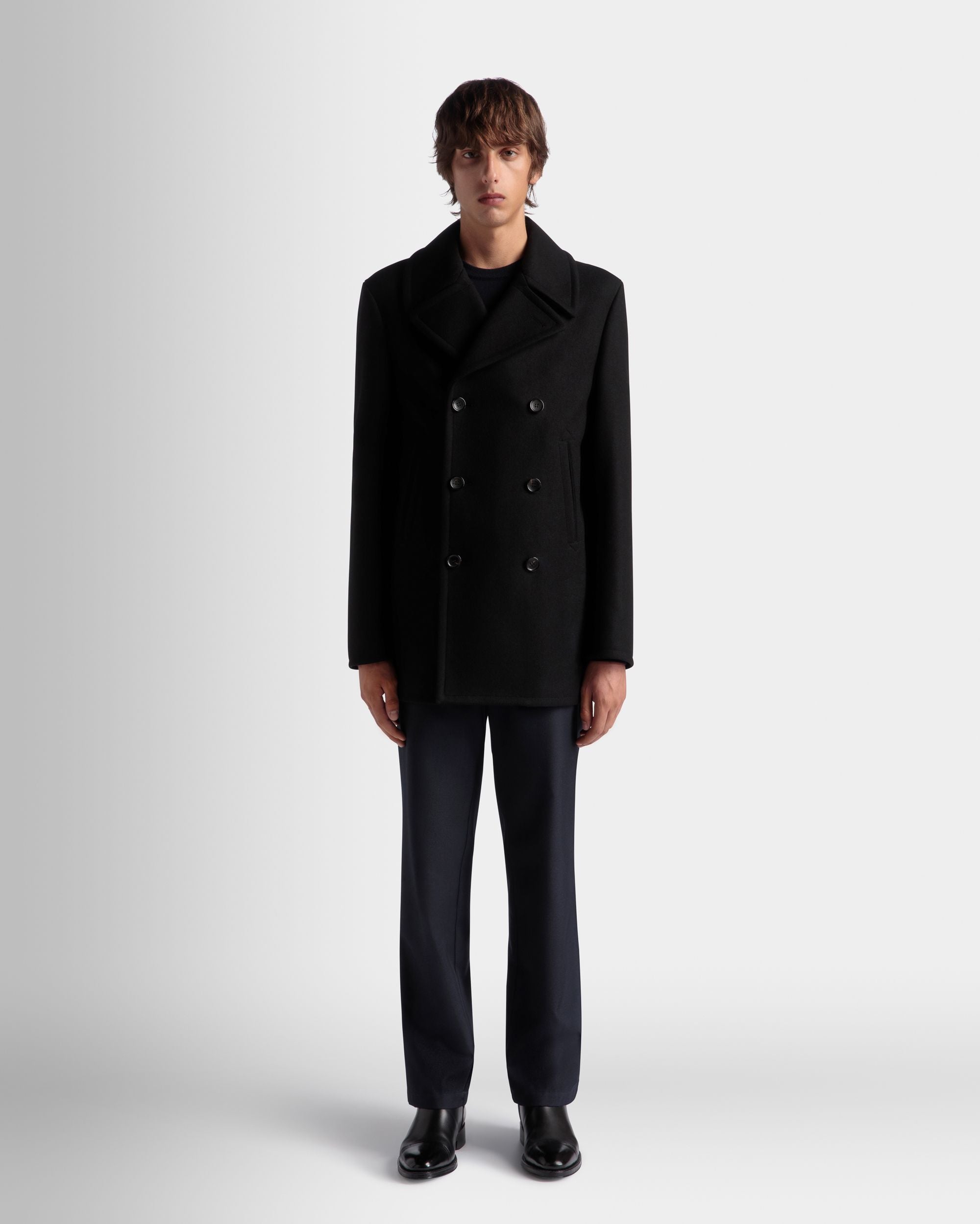 Bally Global - Adrien Brody Travel Collection Peacot In Black Wool Blend - Black
