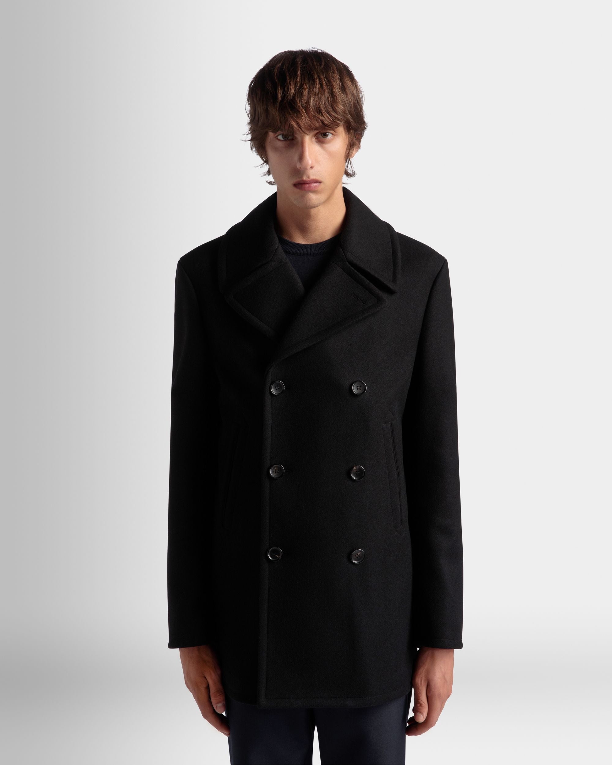 Bally Global - Adrien Brody Travel Collection Peacot In Black Wool Blend - Black