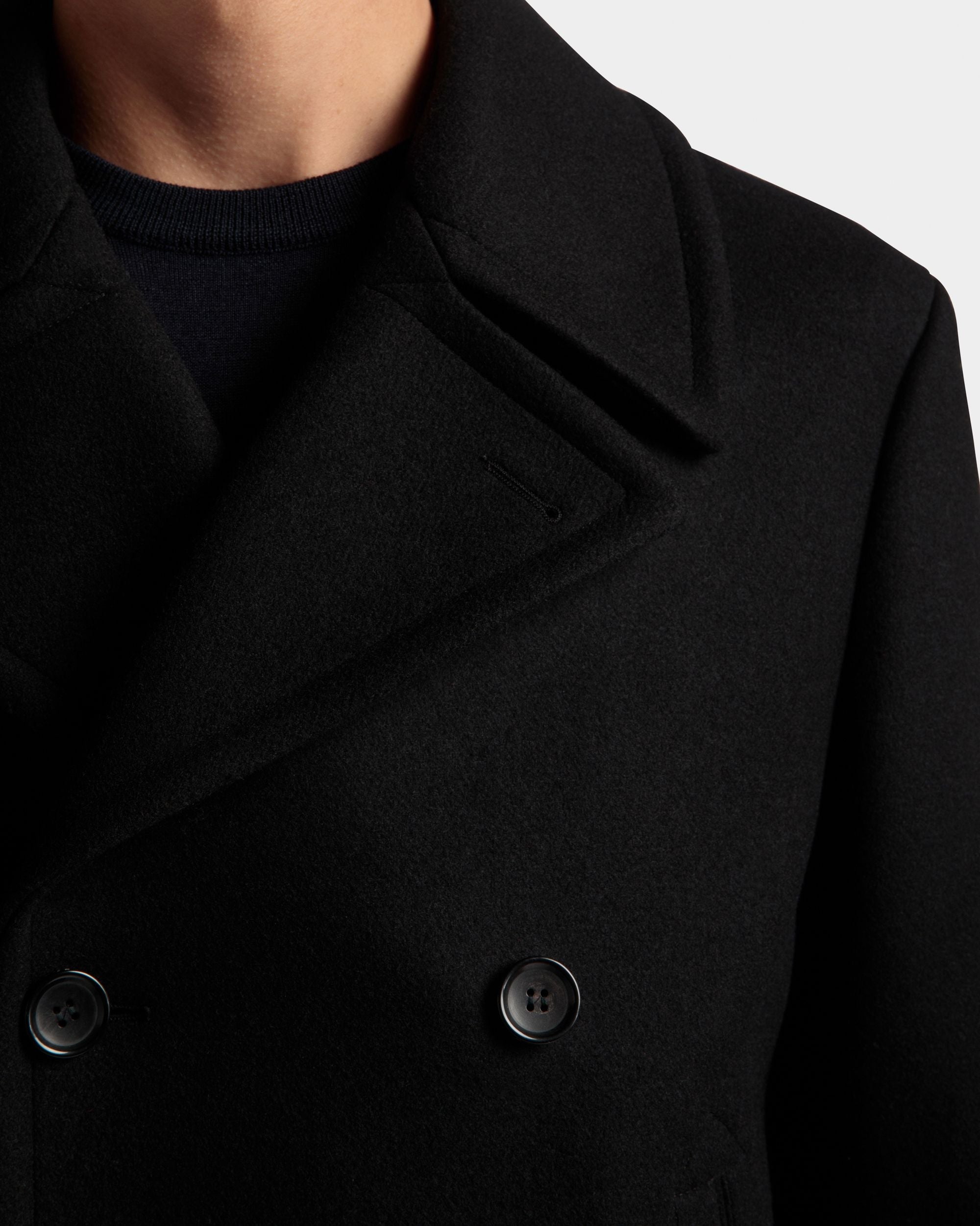 Bally Global - Adrien Brody Travel Collection Peacot In Black Wool Blend - Black