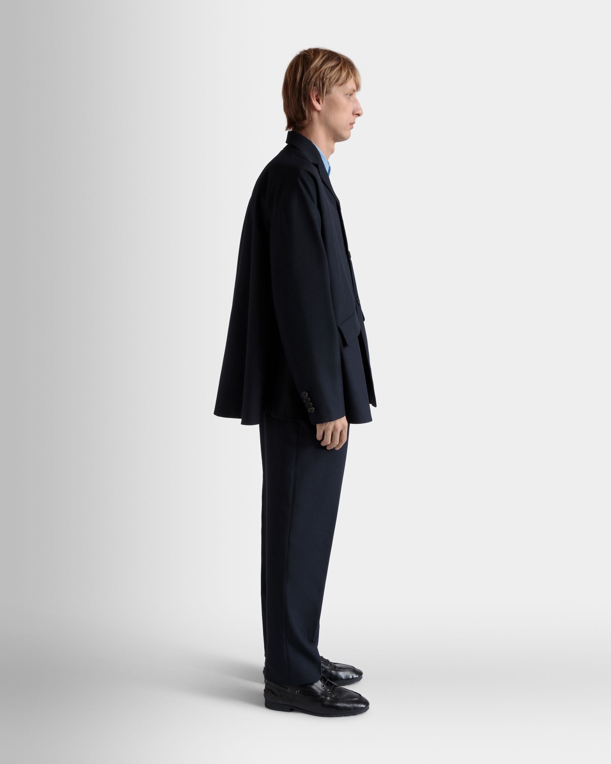 Bally Global - Blazer In Navy Blue Wool Blend - Blue