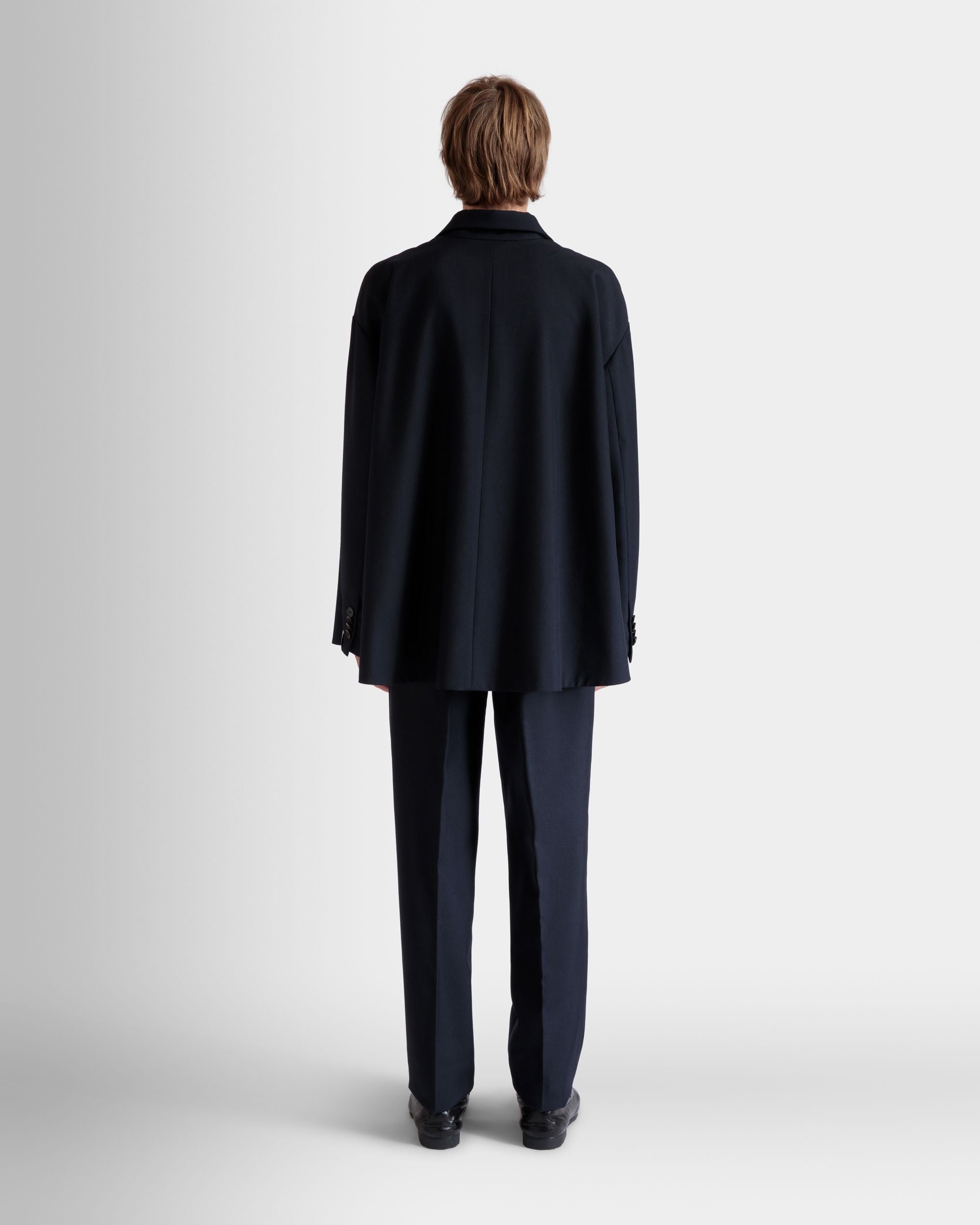 Bally Global - Blazer In Navy Blue Wool Blend - Blue