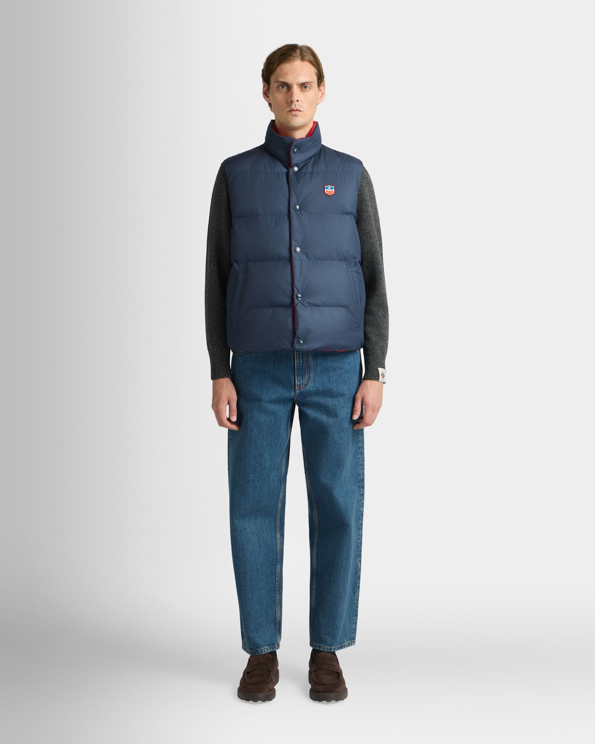 Bally Global - Chaleco Reversible De Poliéster Navy Blue Y Rojo - Multicolor