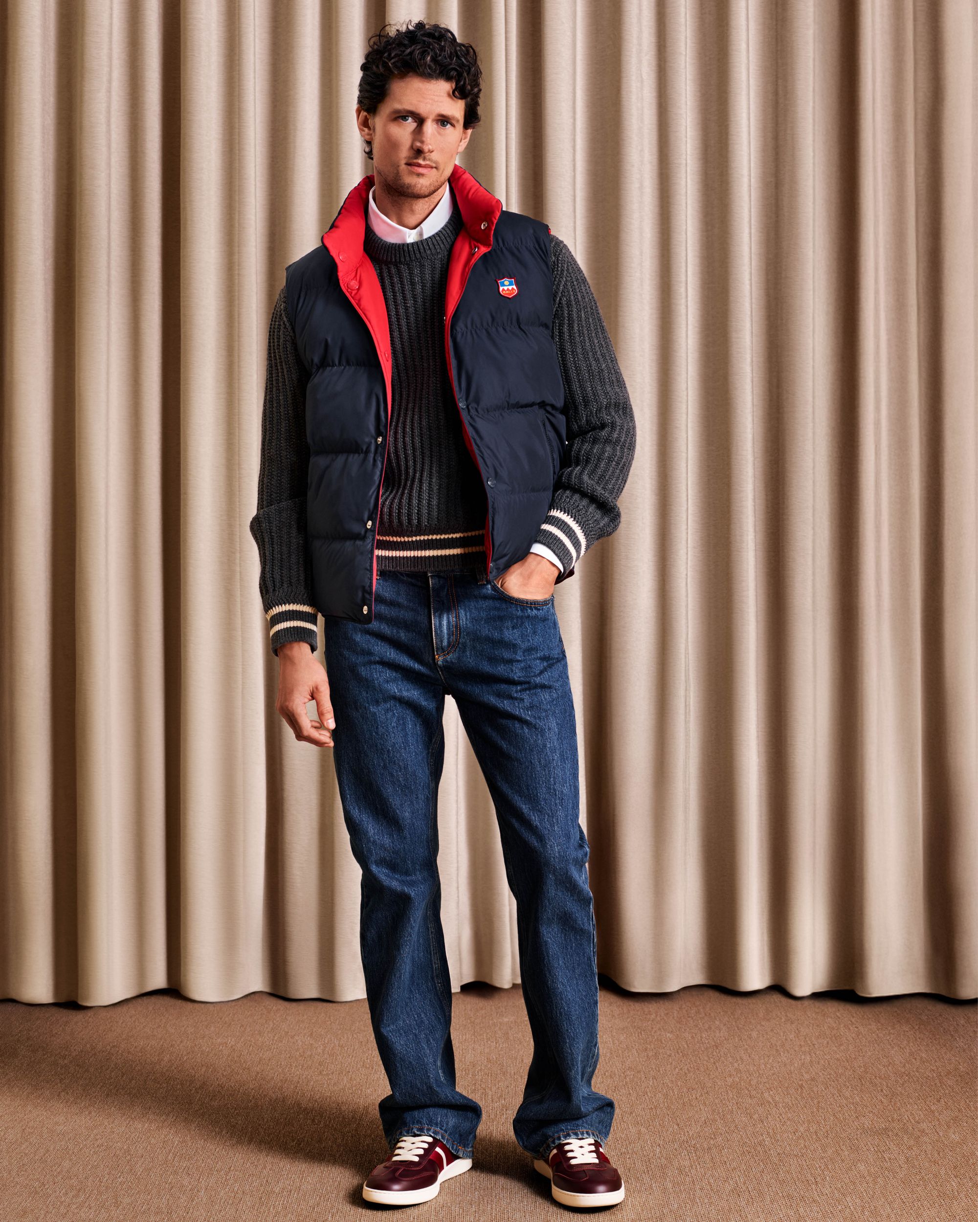 Bally Global - Chaleco Reversible De Poliéster Navy Blue Y Rojo - Multicolor