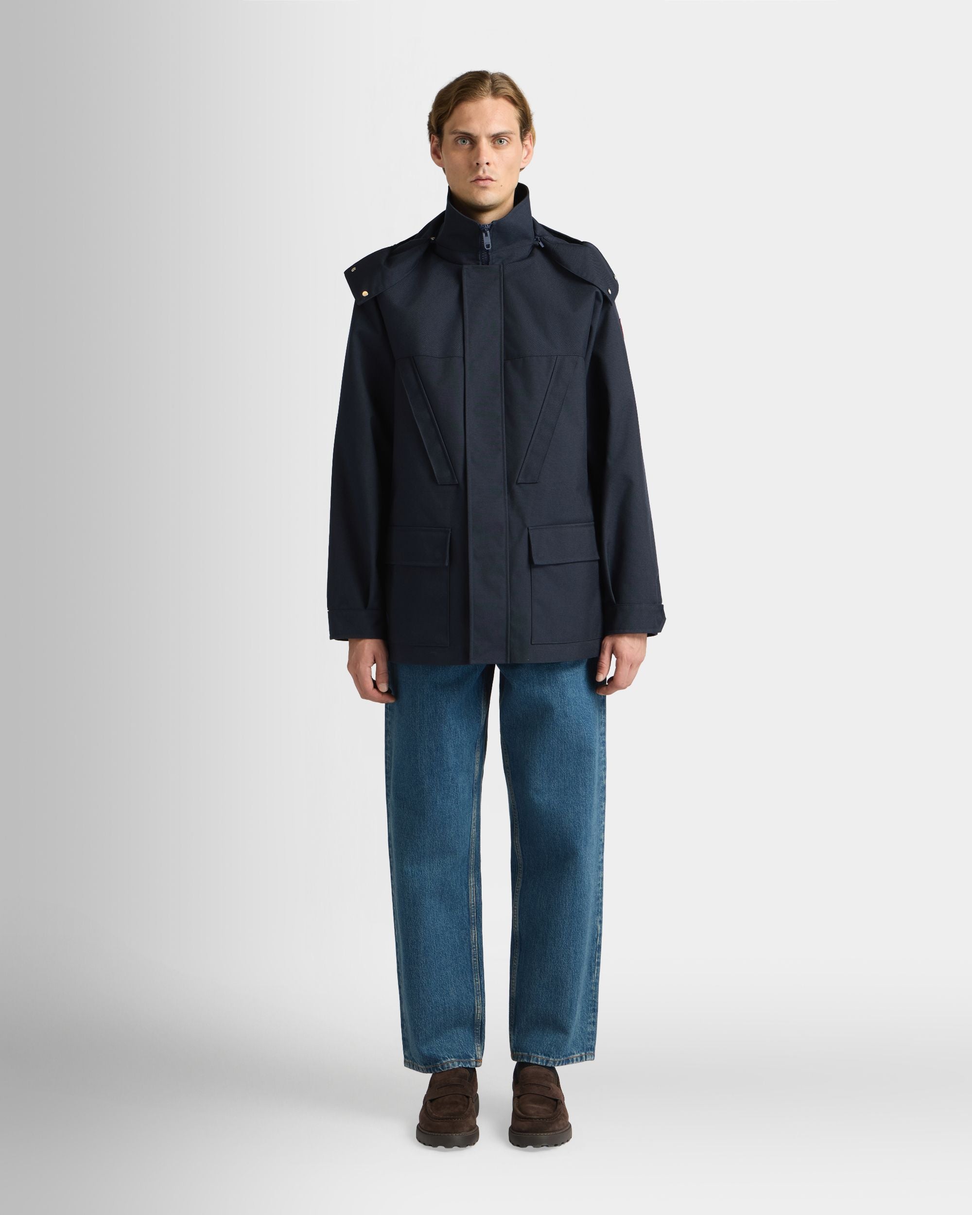 Bally Global - Medium Length Parka in Navy Blue Nylon - Blue