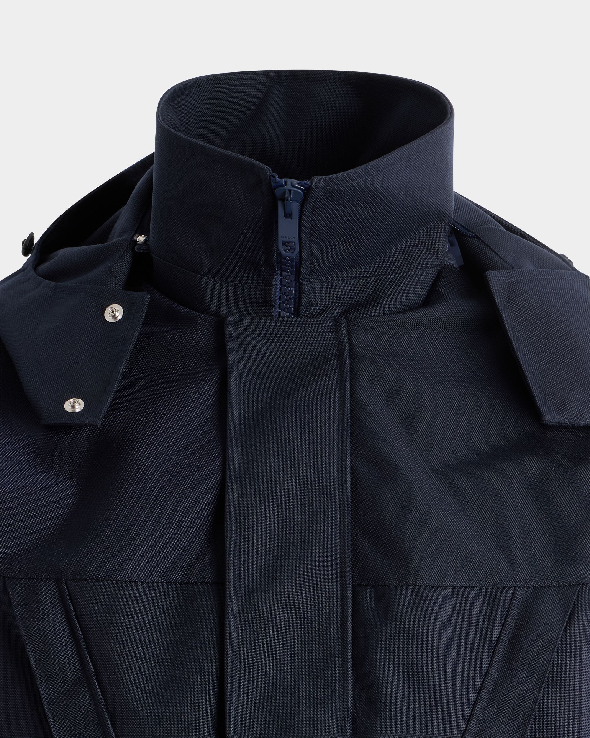 Bally Global - Medium Length Parka in Navy Blue Nylon - Blue