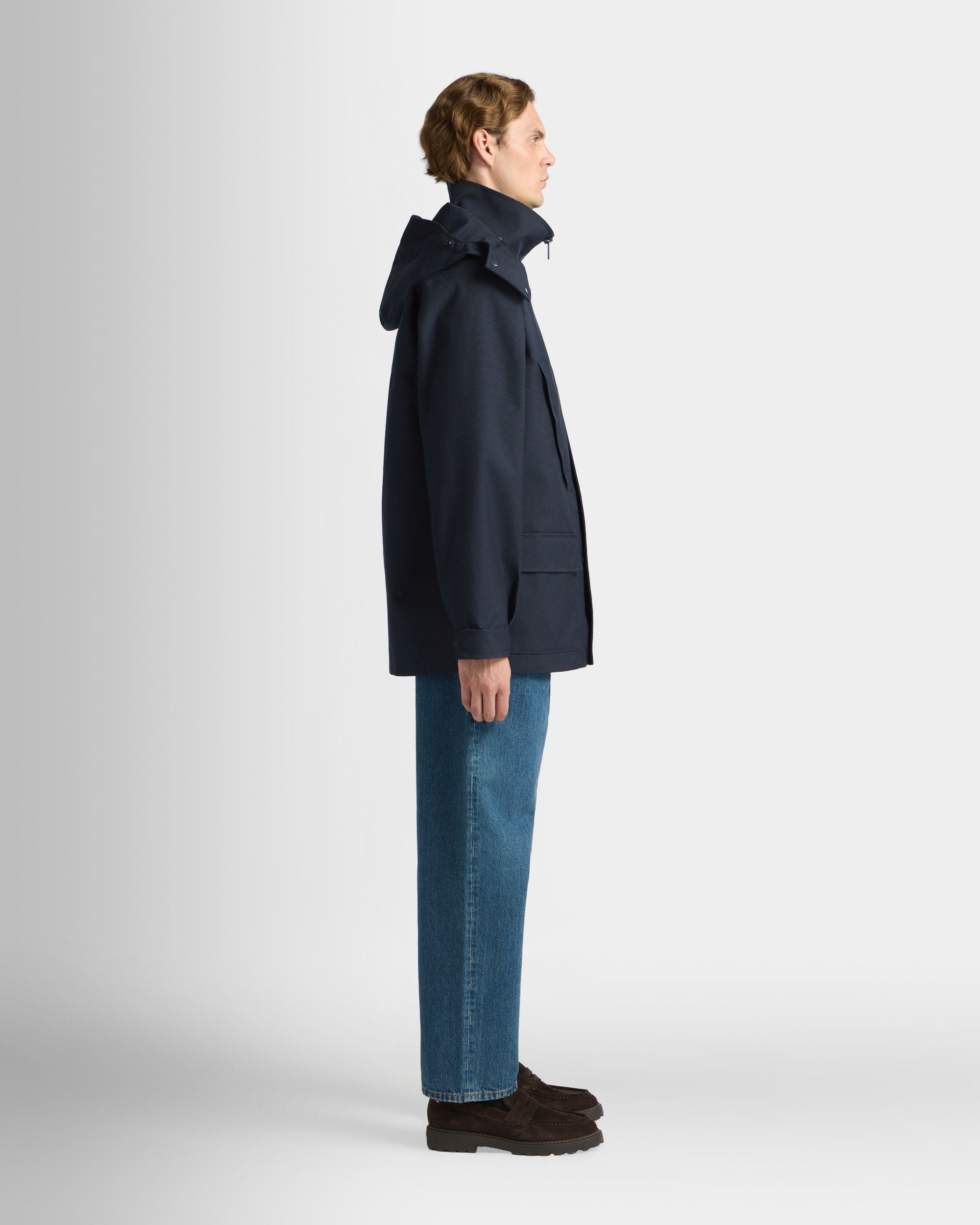 Bally Global - Medium Length Parka in Navy Blue Nylon - Blue