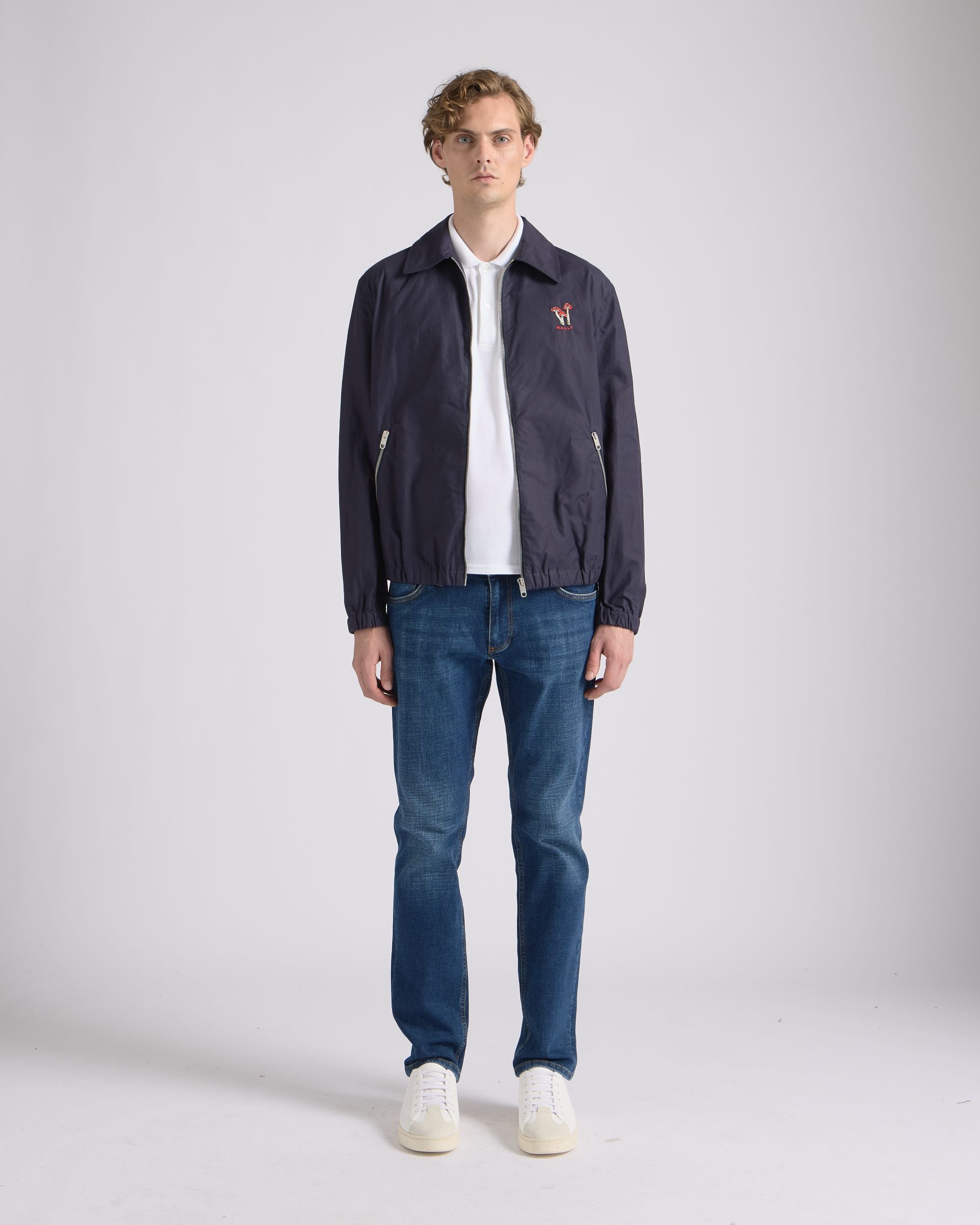 Bally Global - Blouson With Enchanting Mushrooms in Navy Blue Cotton - Blue