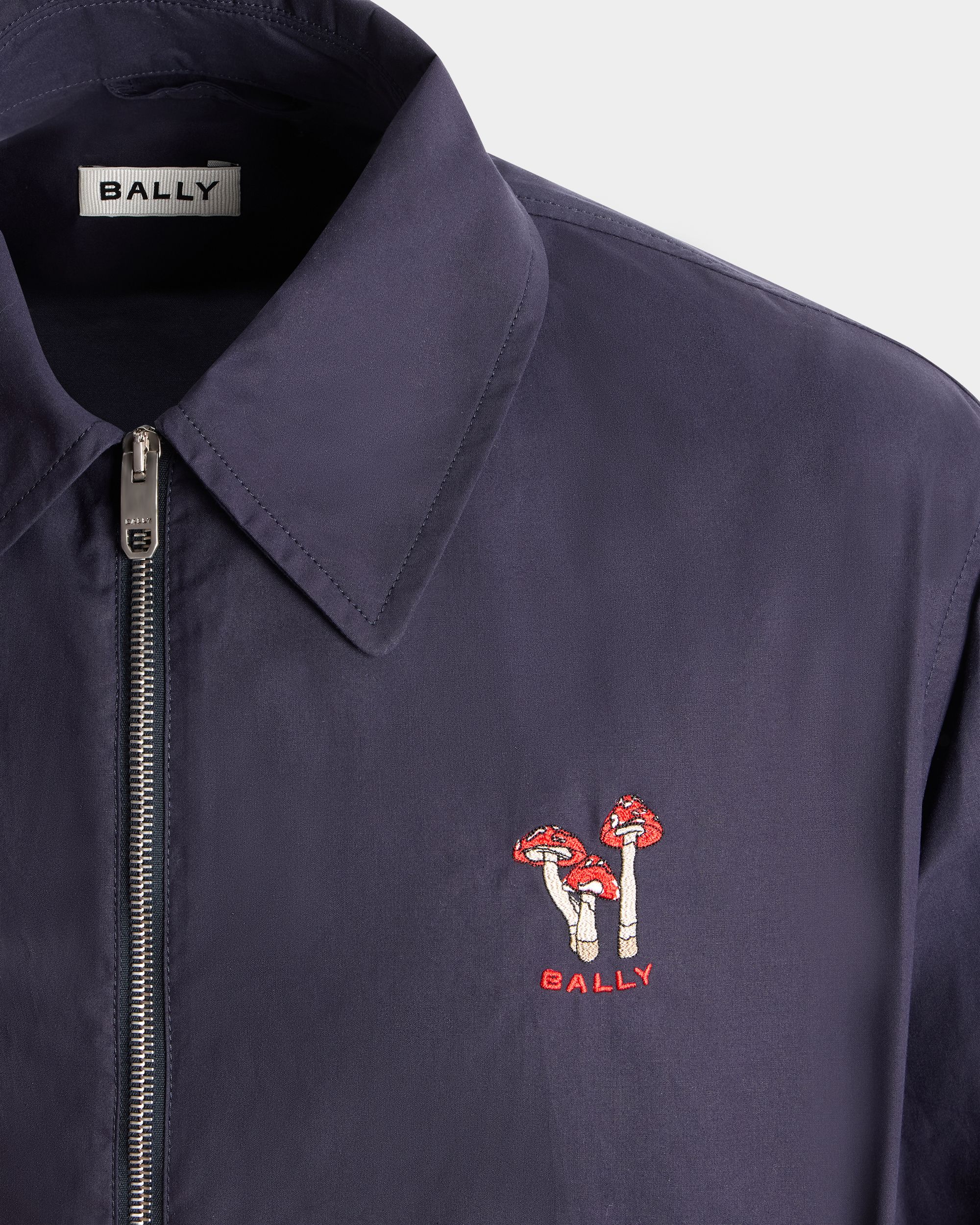 Bally Global - Blouson With Enchanting Mushrooms in Navy Blue Cotton - Blue