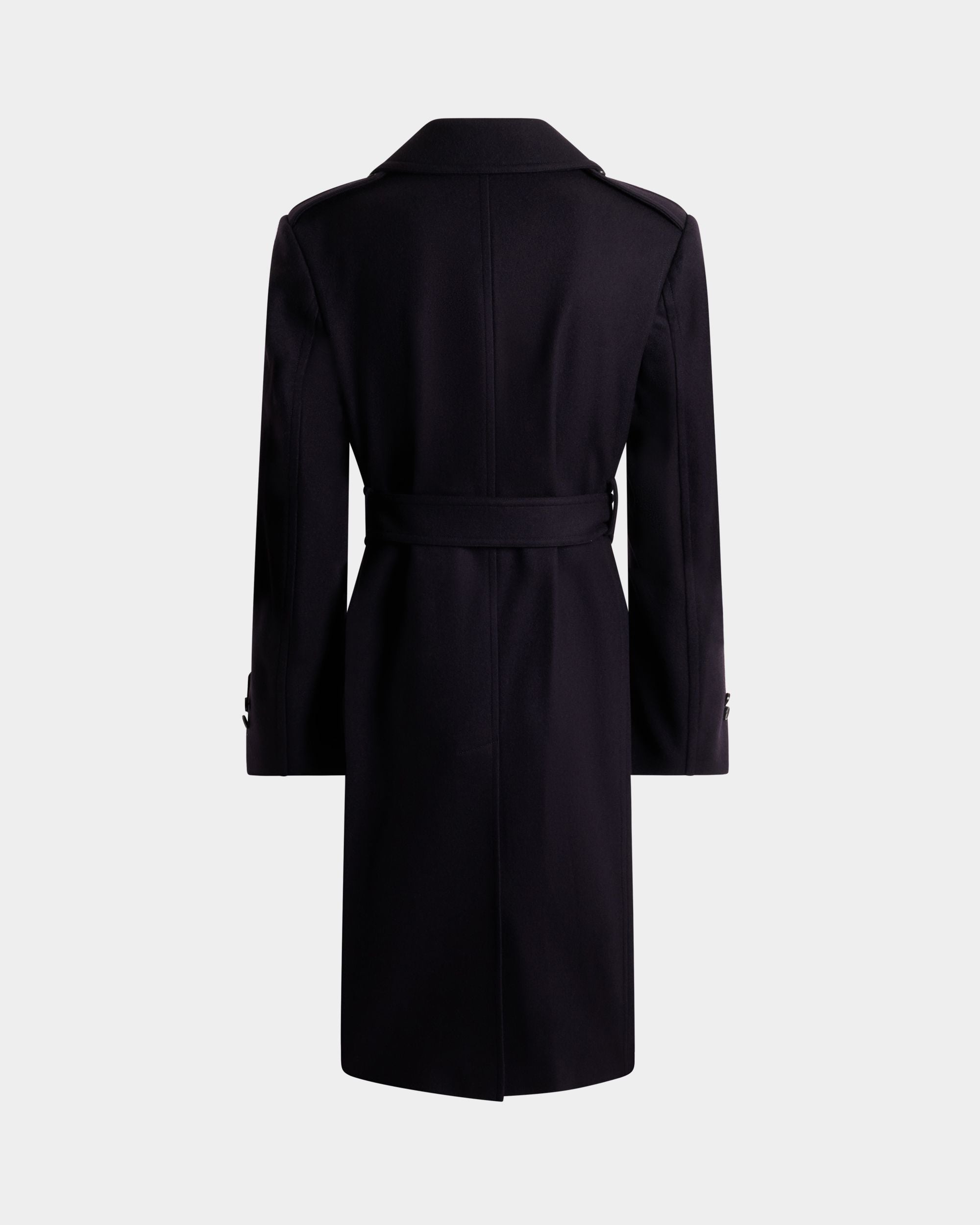 Bally Global - Trench En Laine Mélangée Navy Blue - Bleu
