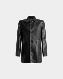 Car Coat in Black Leather