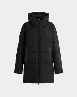Medium Length Puffer in Black Polyester