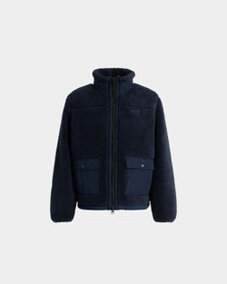Fleece Jacket in Navy Blue Polyester