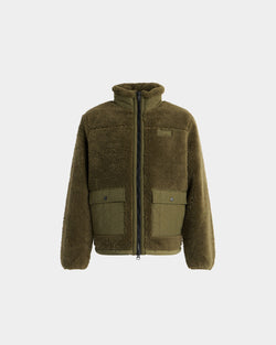 Fleece Jacket in Military Green Polyester