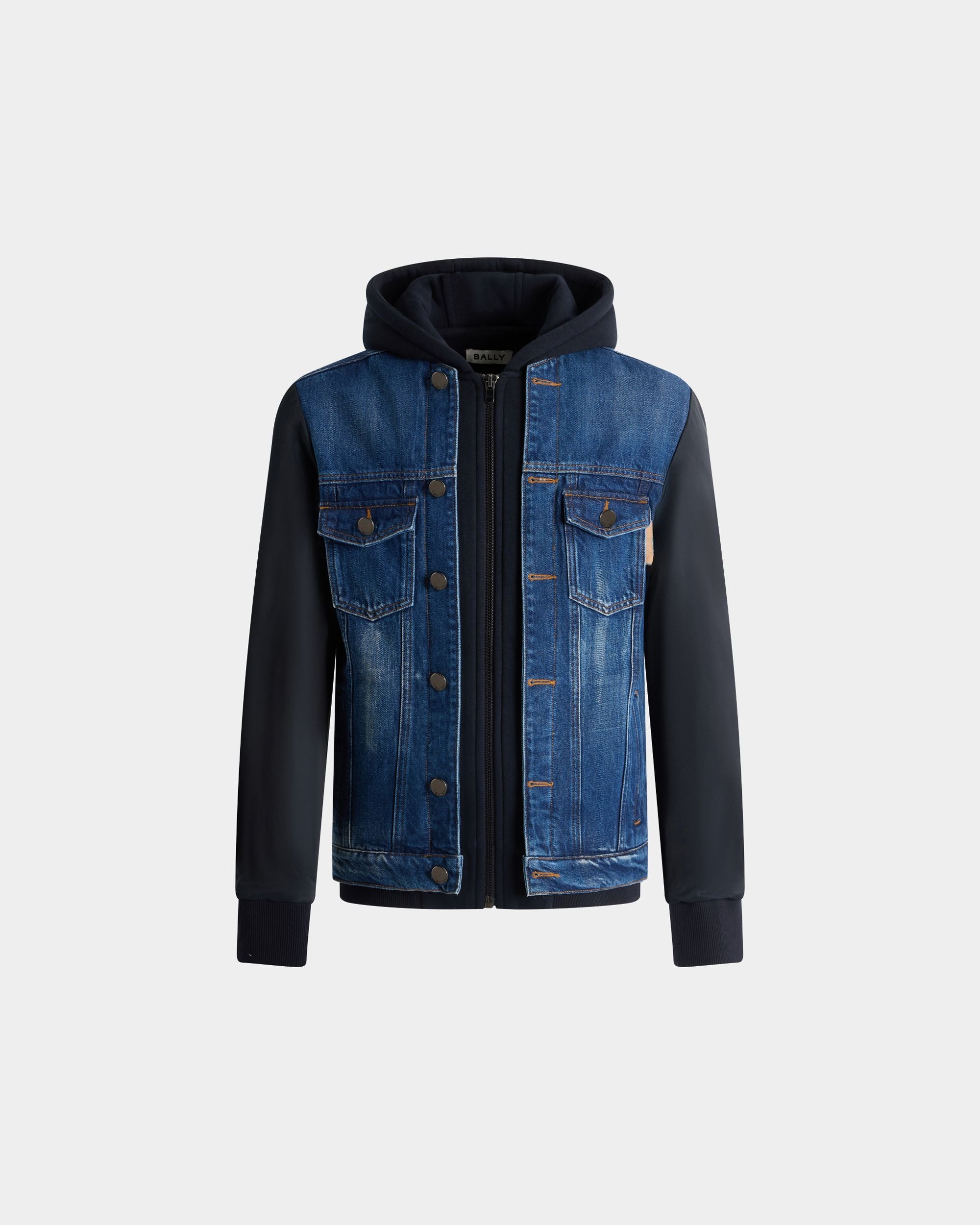 Bally Global - Veste Trucker À Capuche En Coton Medium Blue - Bleu
