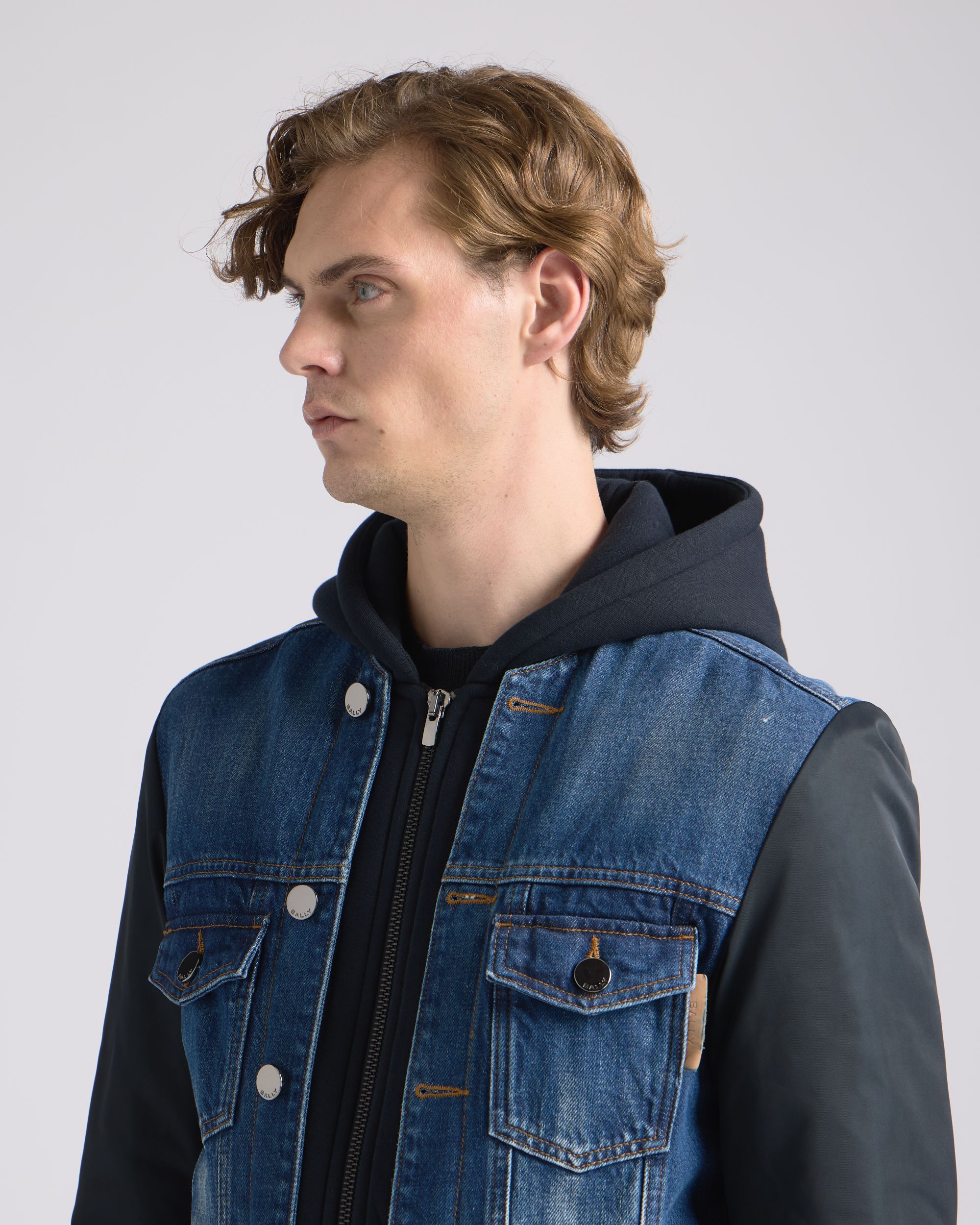 Bally Global - Veste Trucker À Capuche En Coton Medium Blue - Bleu