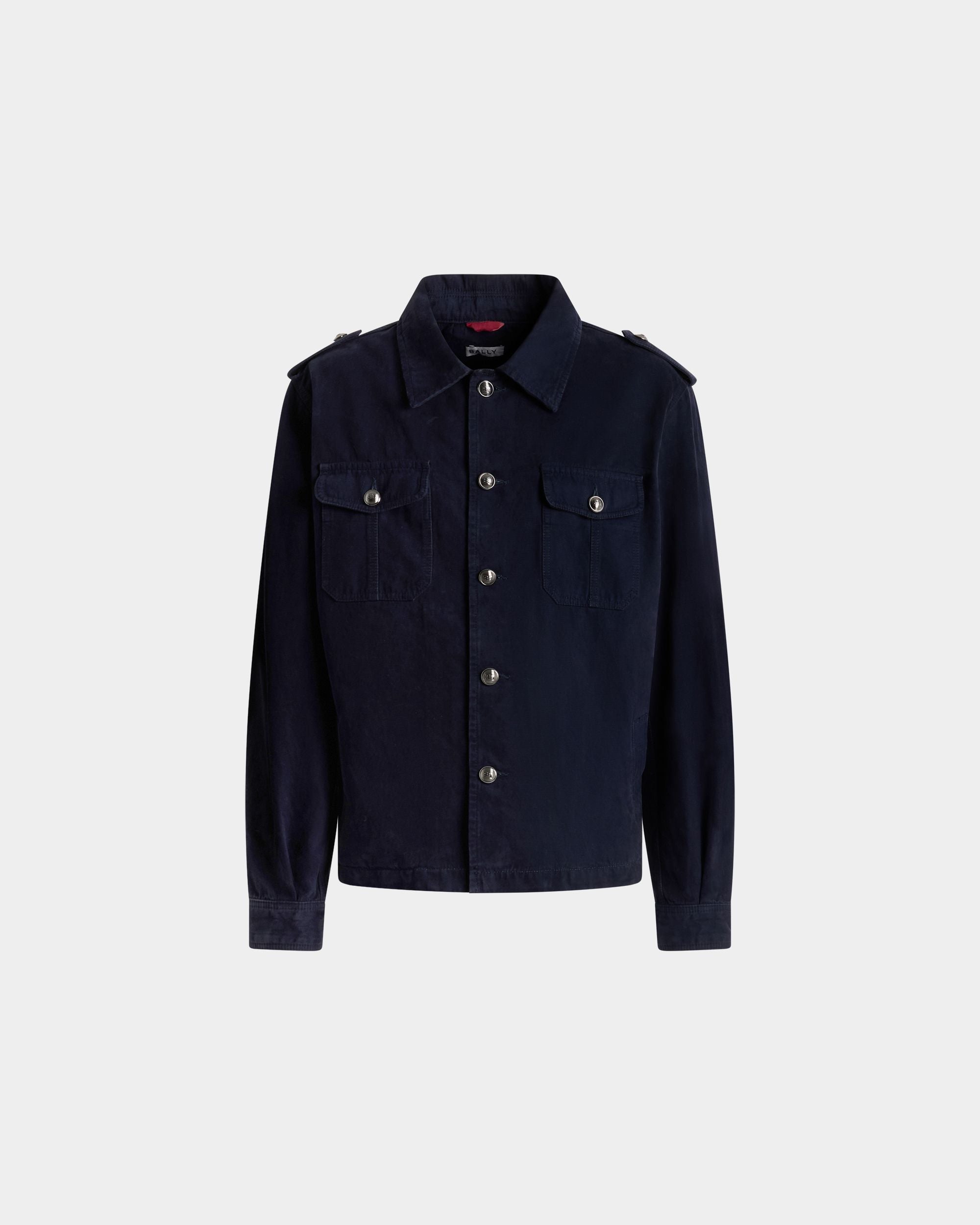Bally Global - Overshirt in a Navy Blue Cotton Blend - Blue