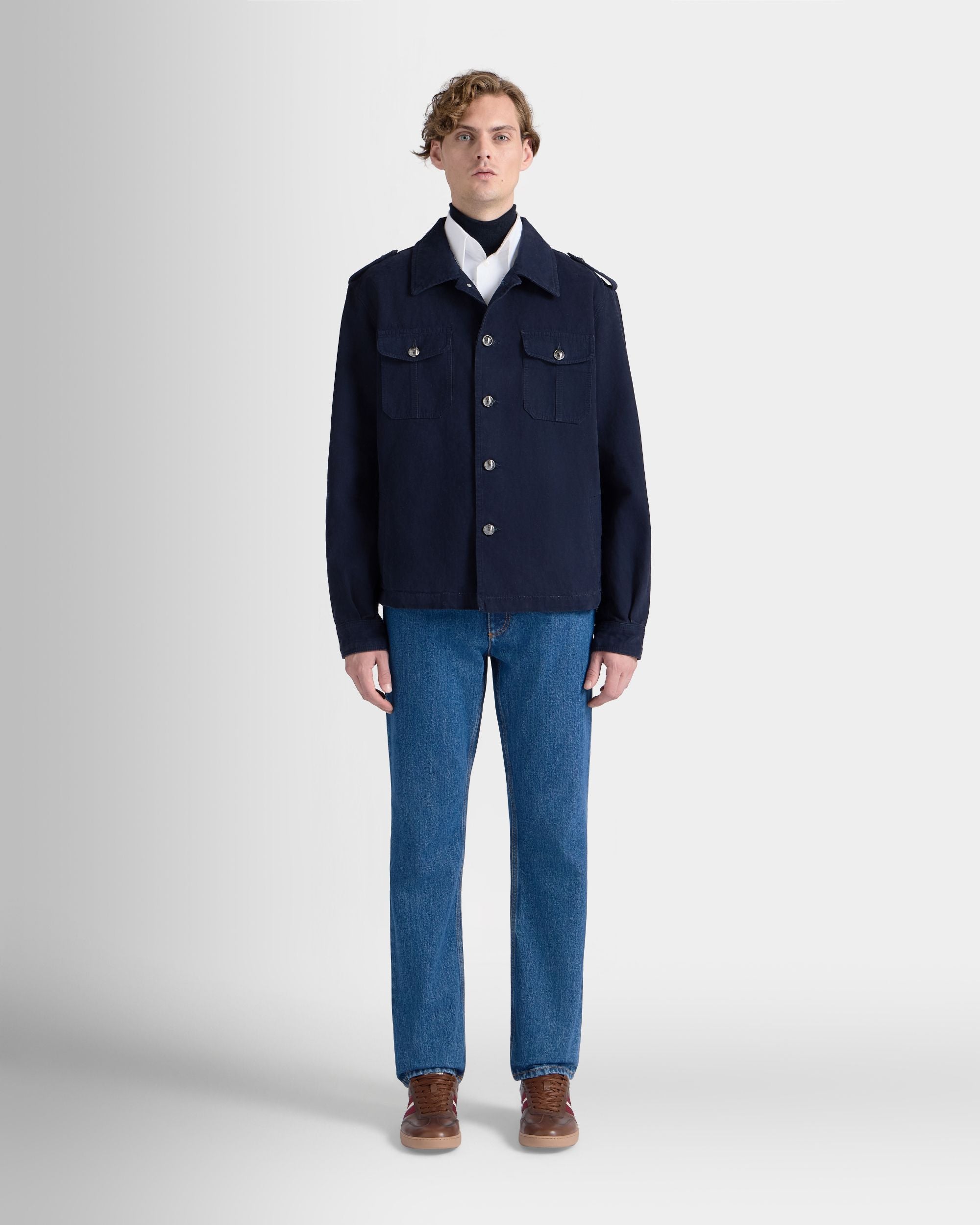 Bally Global - Overshirt in a Navy Blue Cotton Blend - Blue