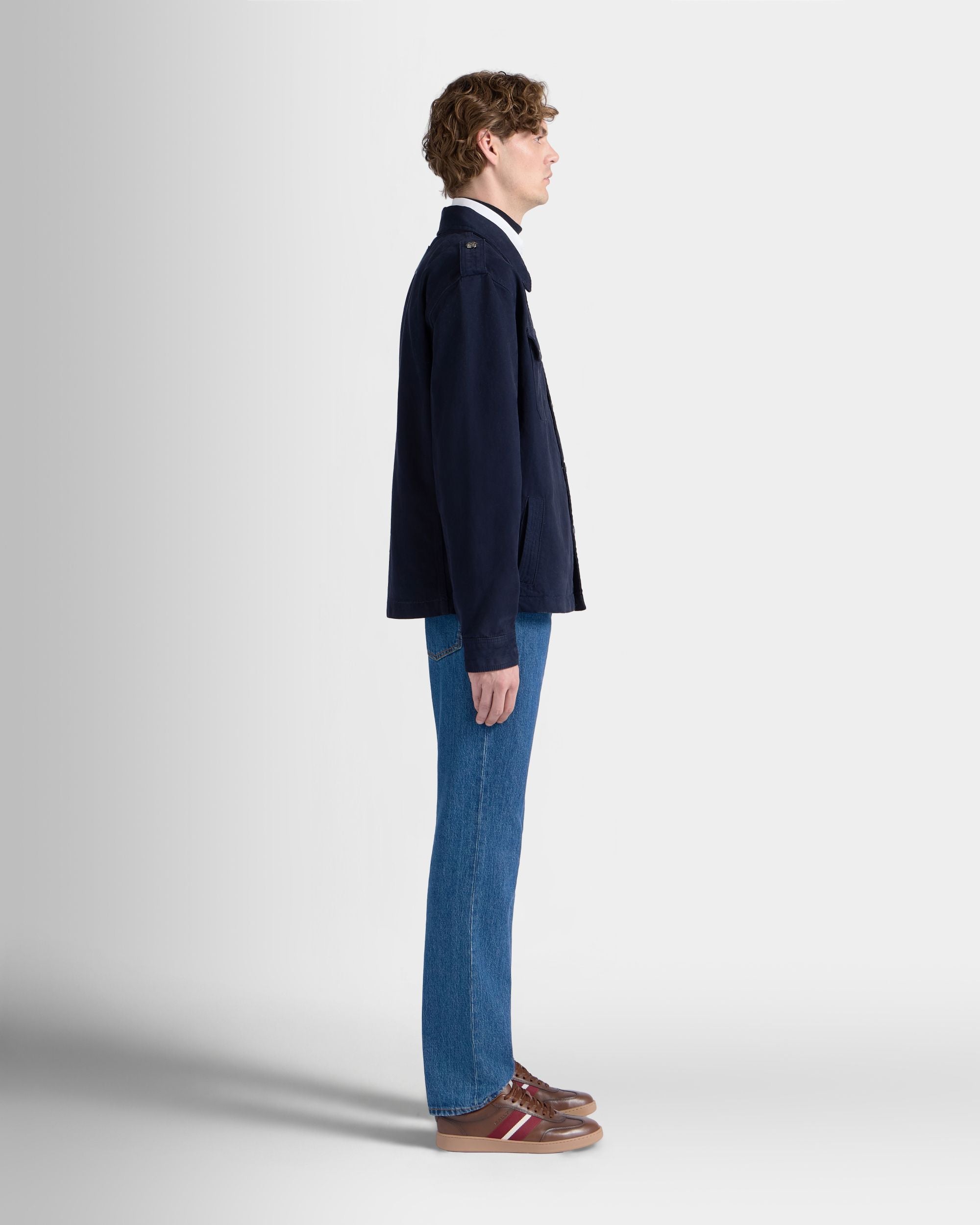 Bally Global - Overshirt in a Navy Blue Cotton Blend - Blue
