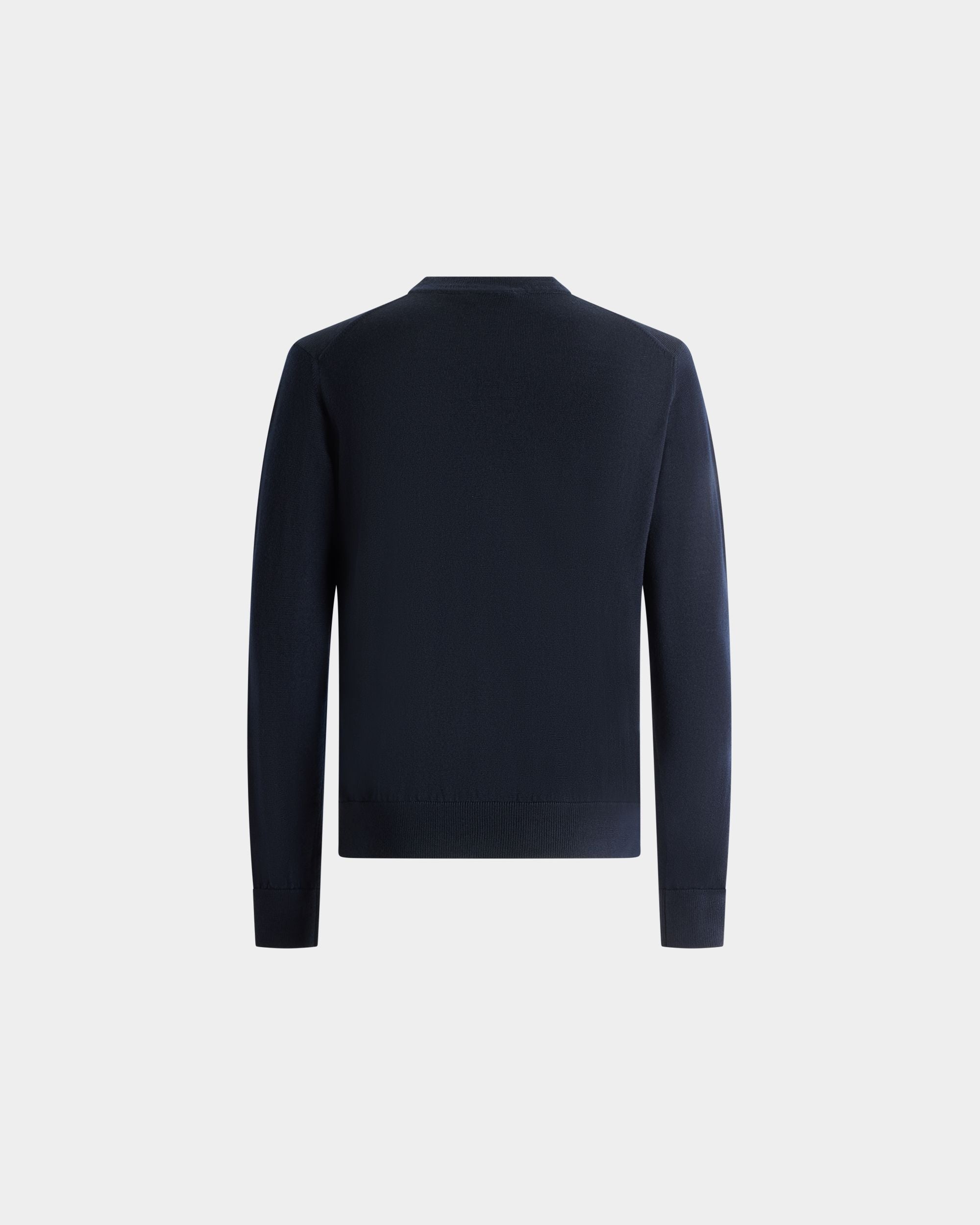 Bally Global - Crewneck Sweater in Navy Blue Wool - Blue