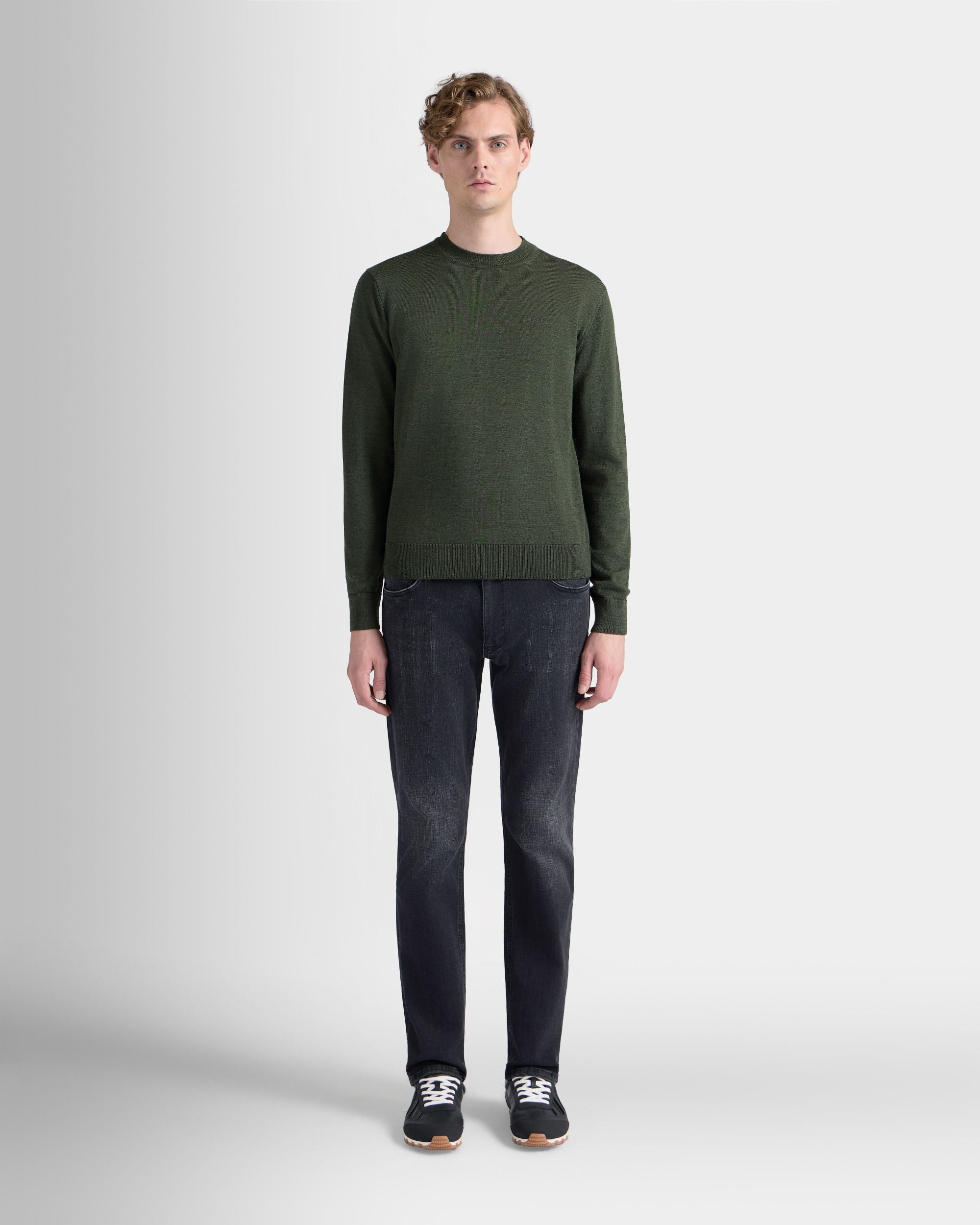 Bally Global - Crewneck Sweater in Military Green Wool - Green