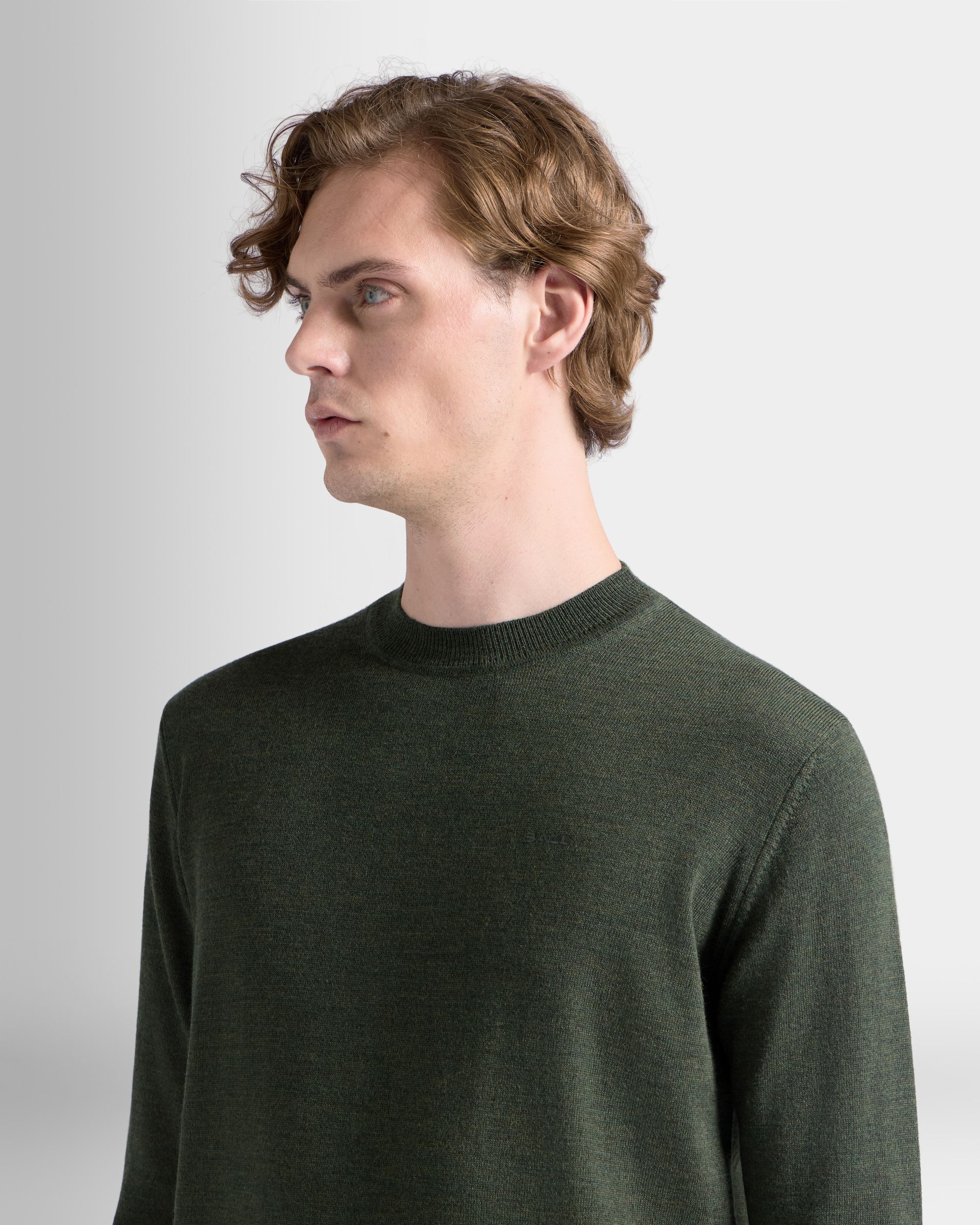 Bally Global - Crewneck Sweater in Military Green Wool - Green