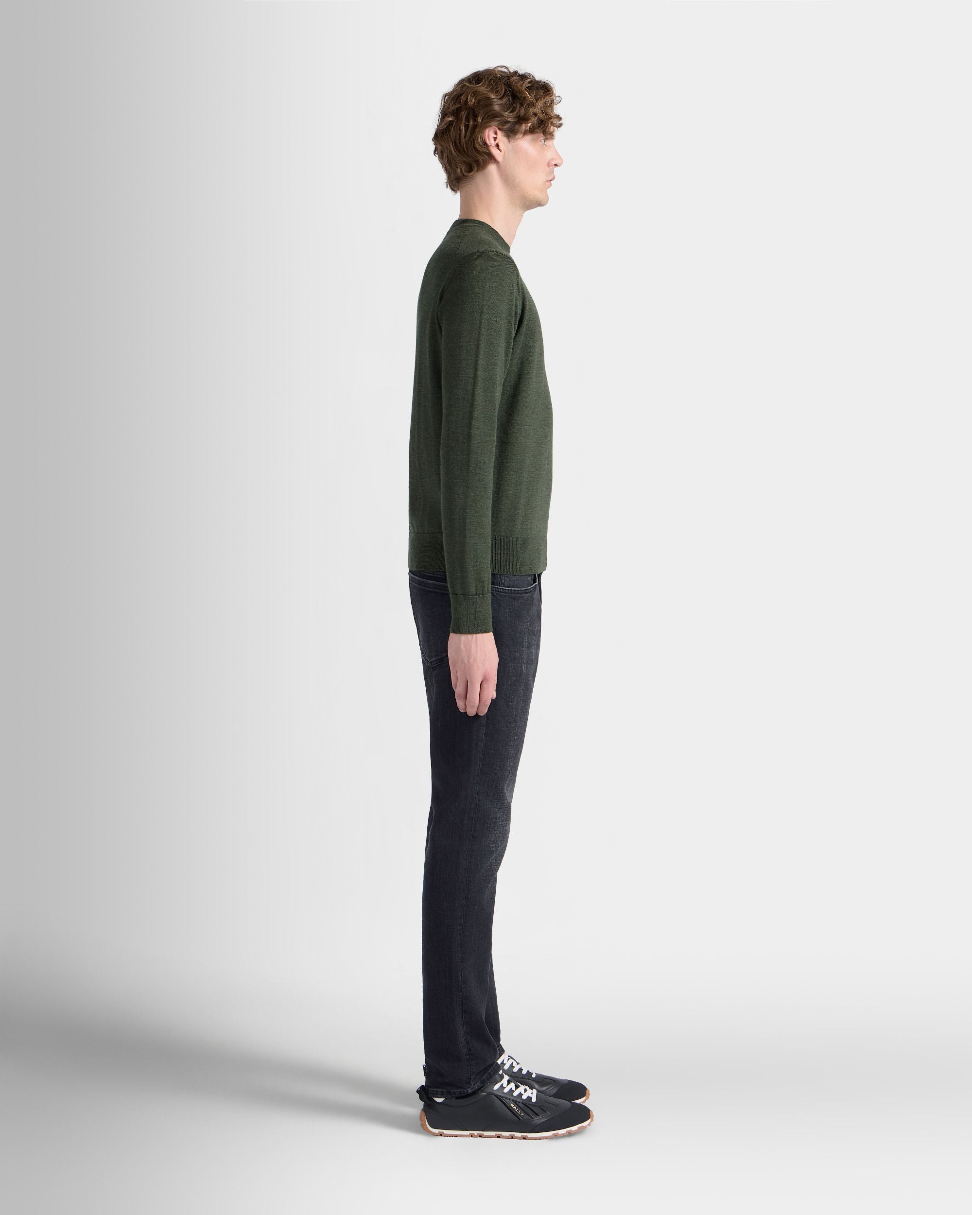 Bally Global - Crewneck Sweater in Military Green Wool - Green