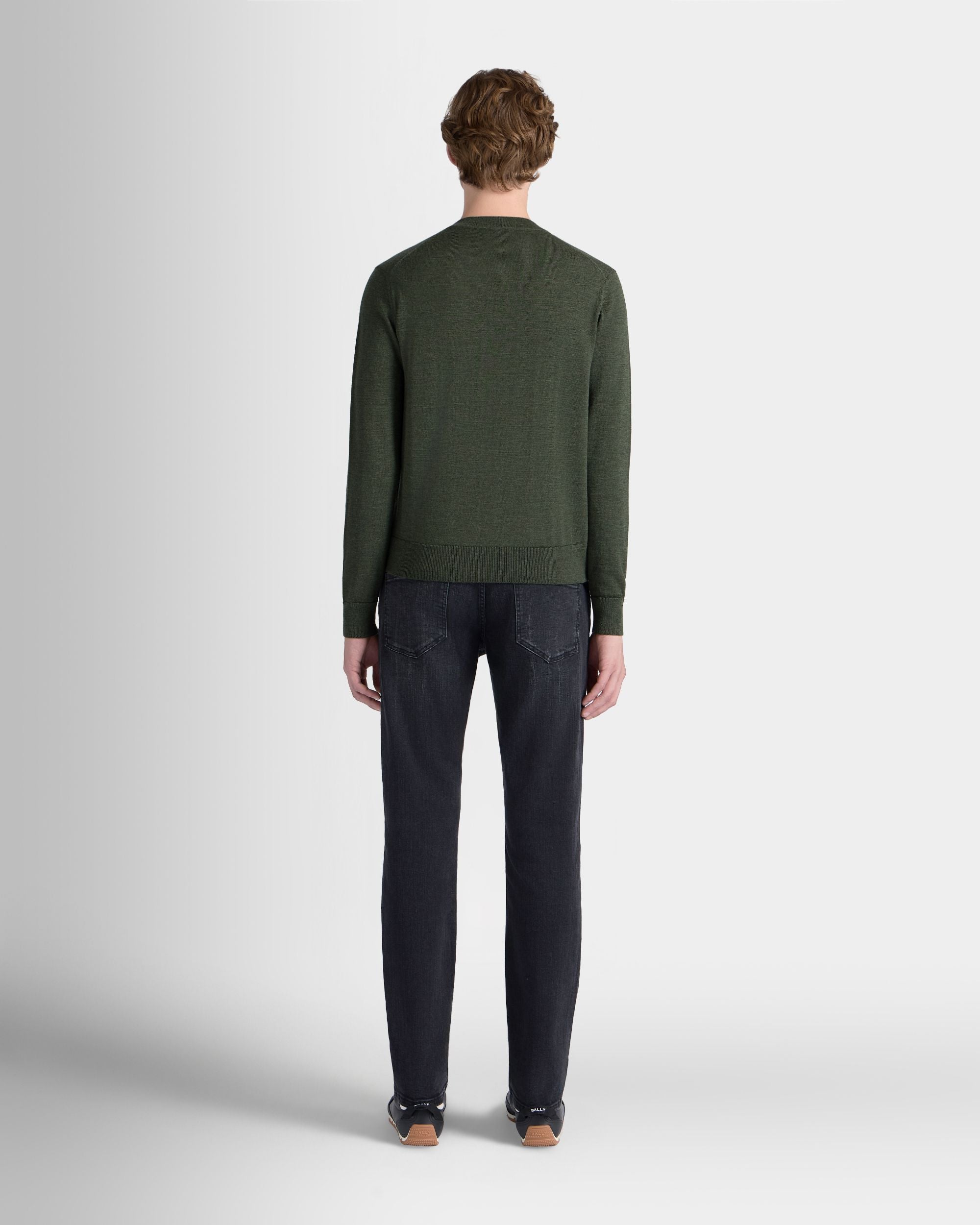 Bally Global - Crewneck Sweater in Military Green Wool - Green