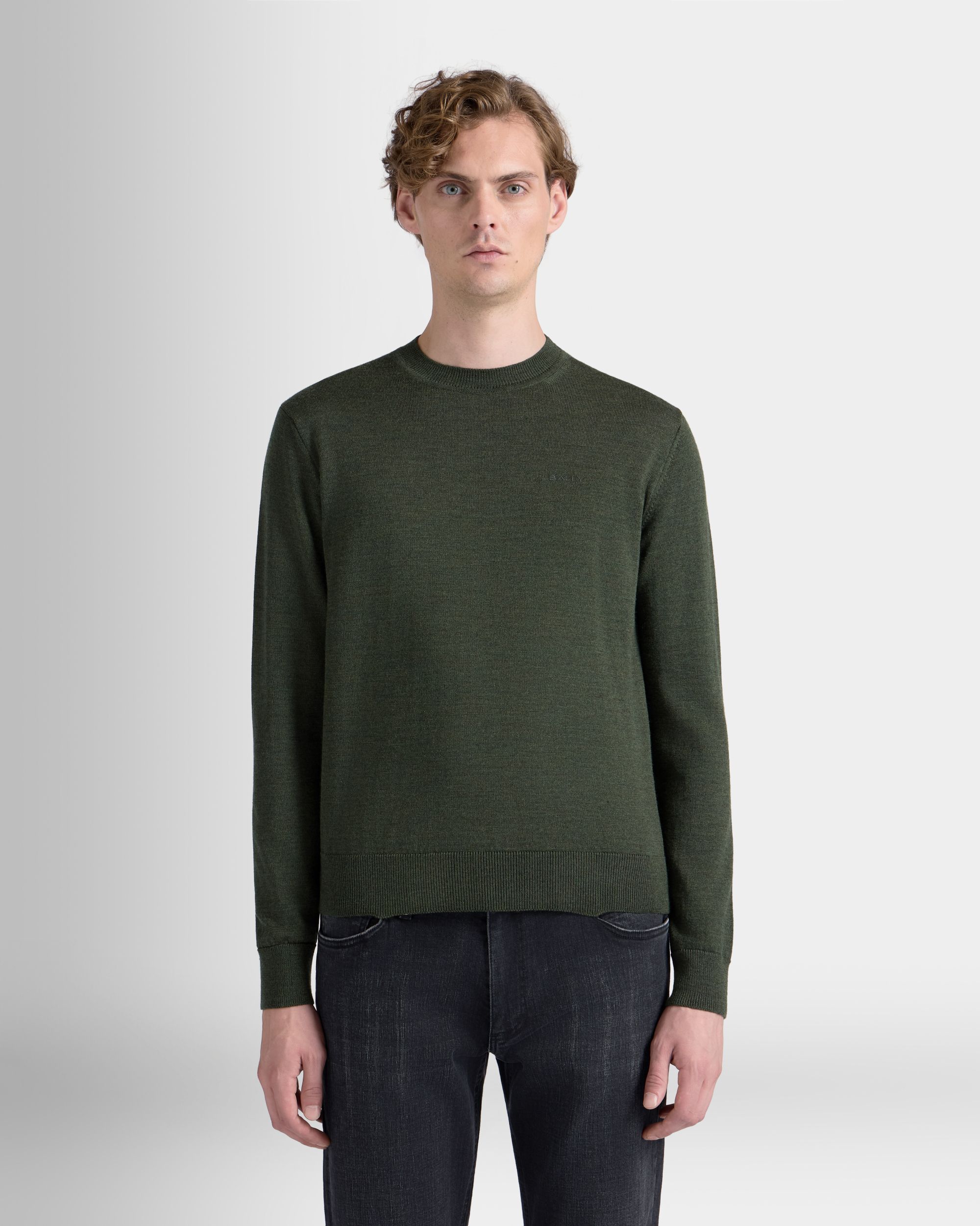 Bally Global - Crewneck Sweater in Military Green Wool - Green