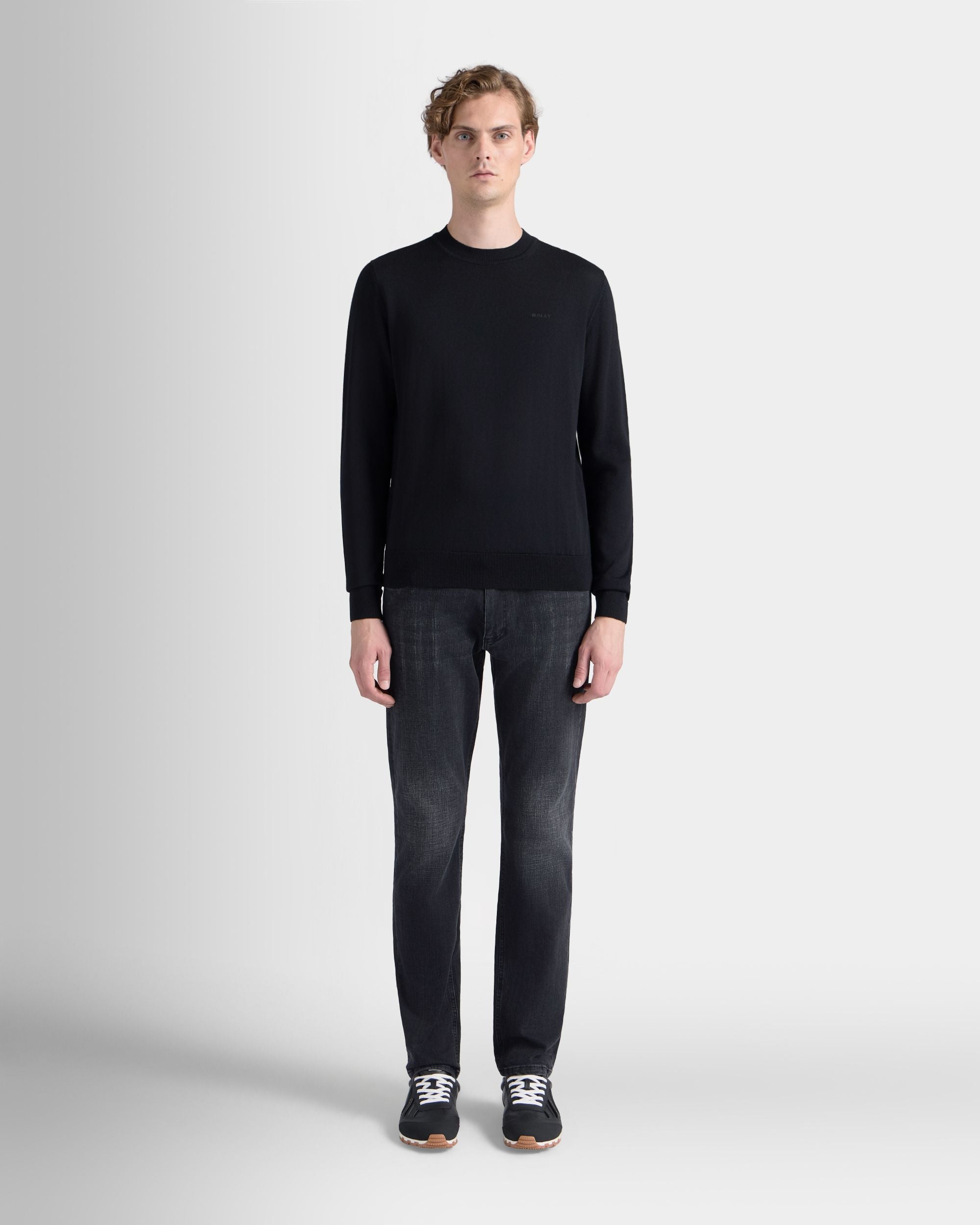 Bally Global - Crewneck Sweater in Black Wool - Black