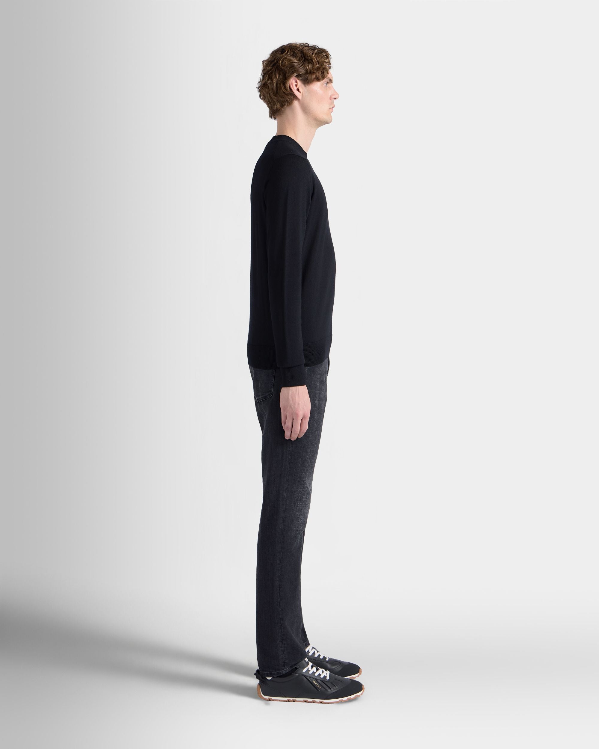 Bally Global - Crewneck Sweater in Black Wool - Black