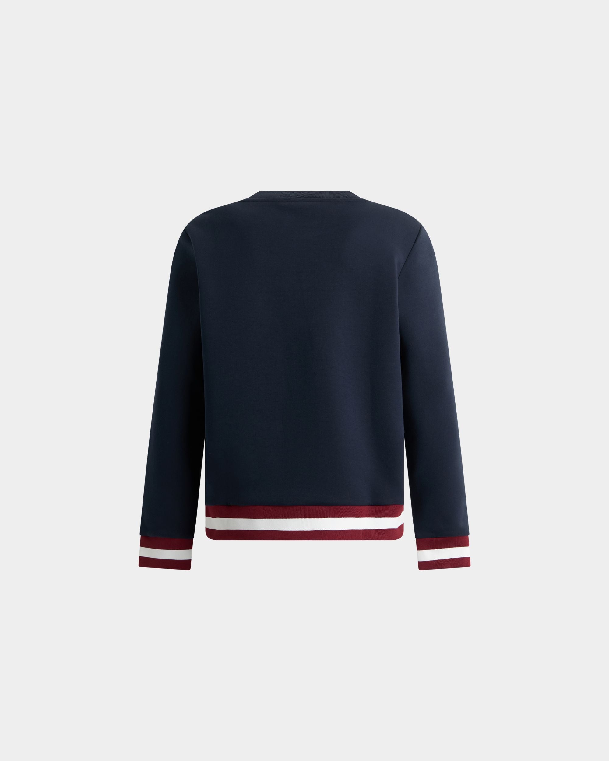 Bally Global - Crewneck Sweatshirt in Navy Blue Cotton Interlock - Blue