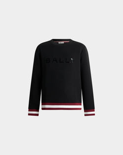 Crewneck Sweatshirt in Black Cotton Interlock