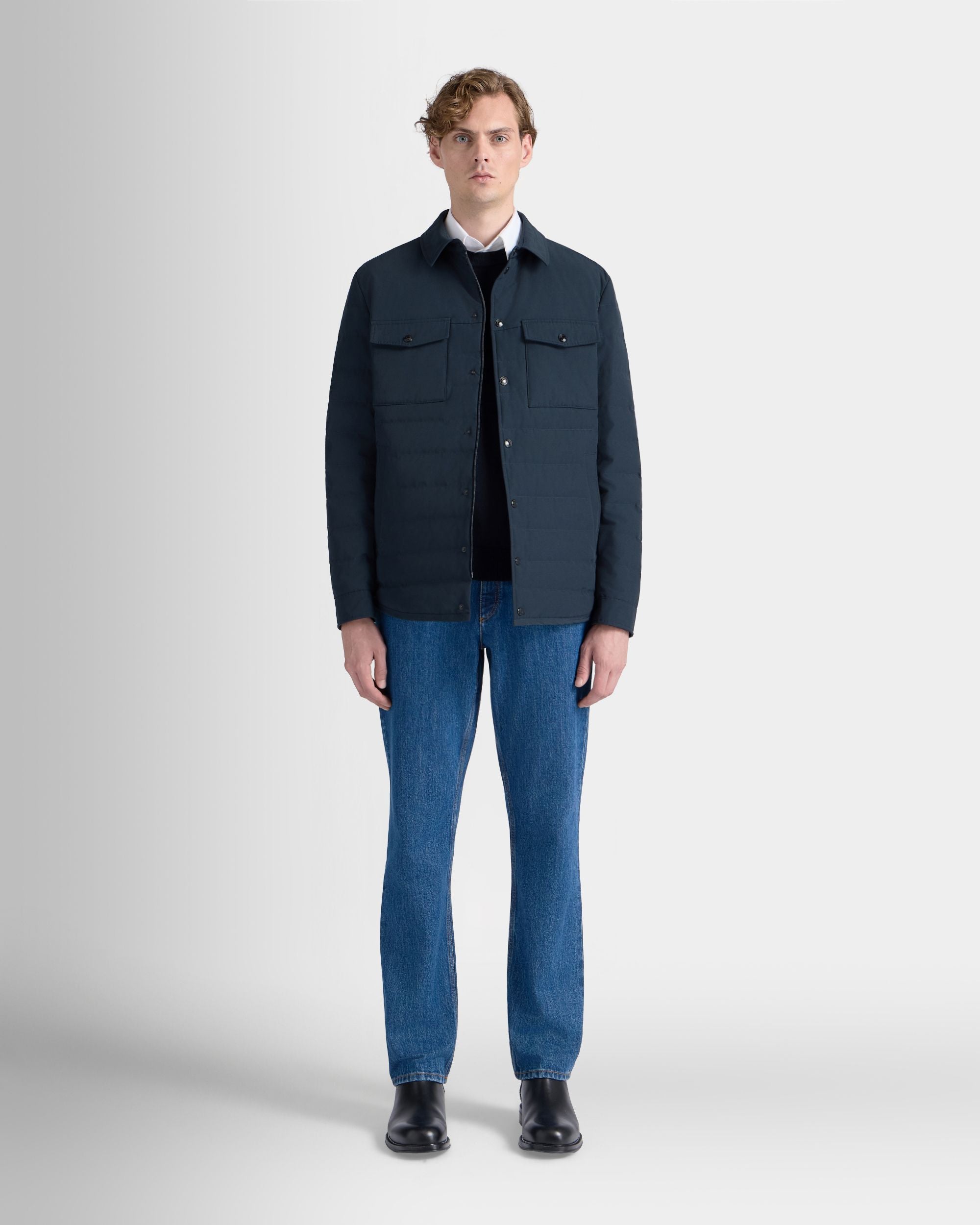 Bally Global - Overshirt in Navy Blue Cotton-Polyester Fabric - Blue