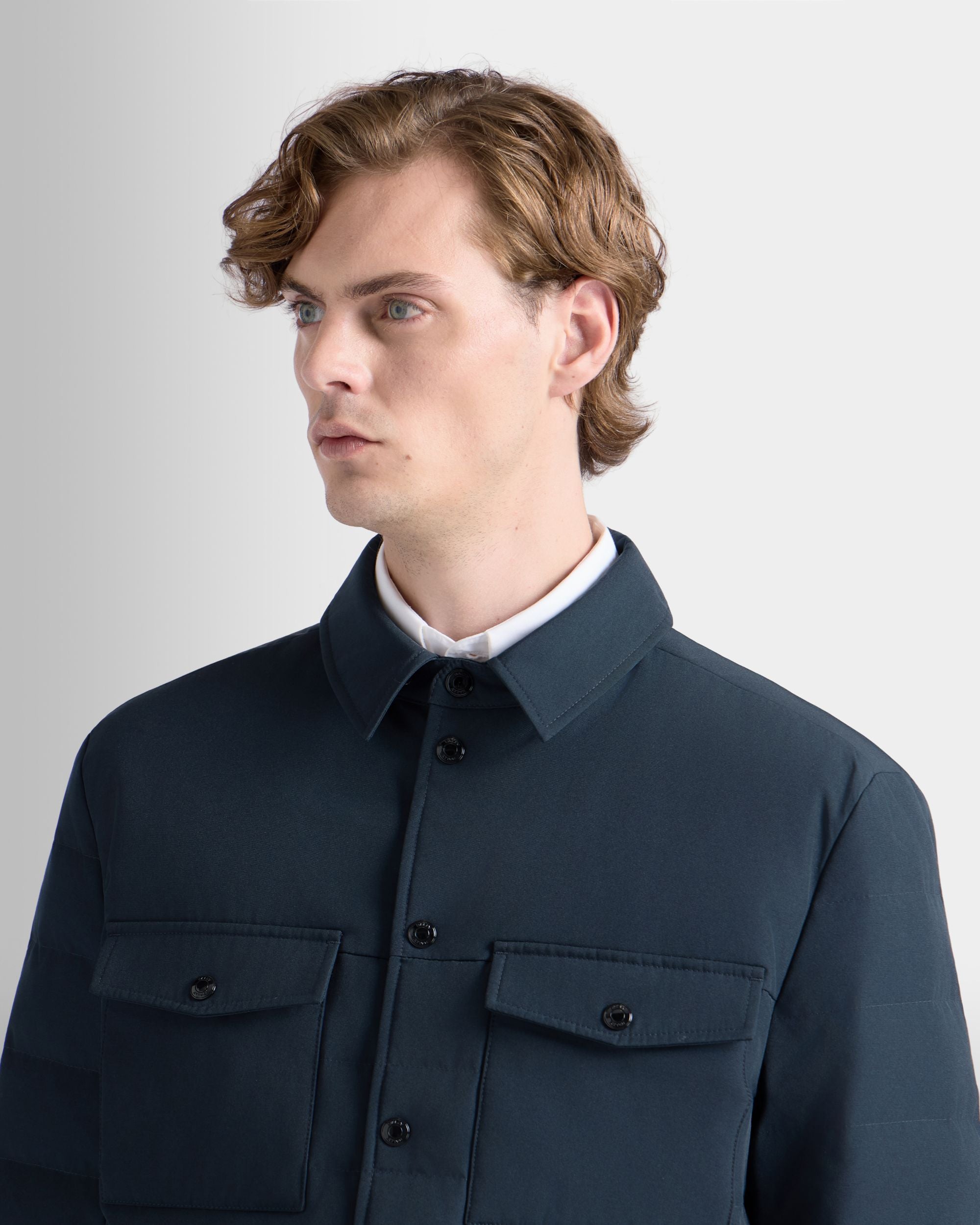 Bally Global - Overshirt in Navy Blue Cotton-Polyester Fabric - Blue