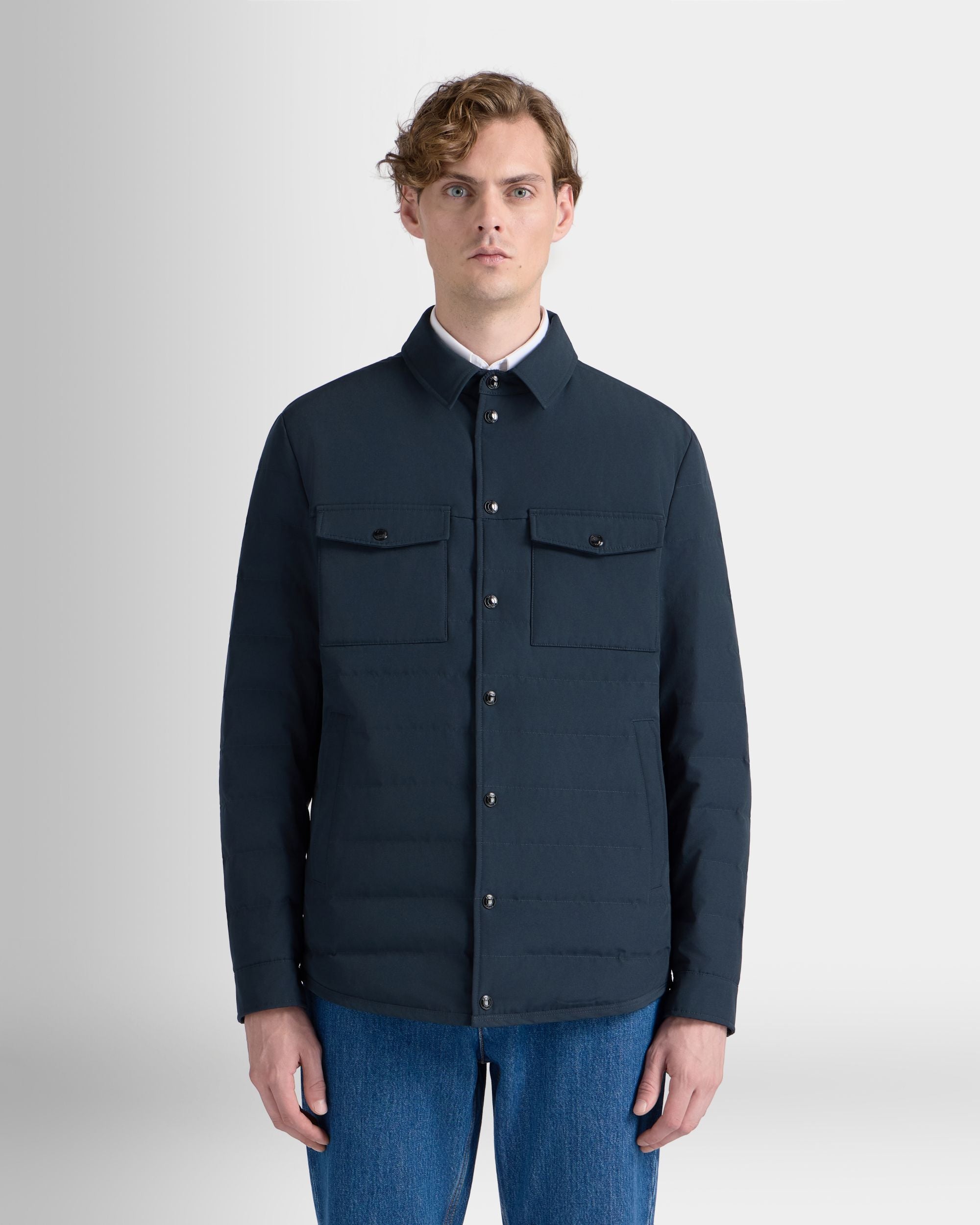 Bally Global - Overshirt in Navy Blue Cotton-Polyester Fabric - Blue