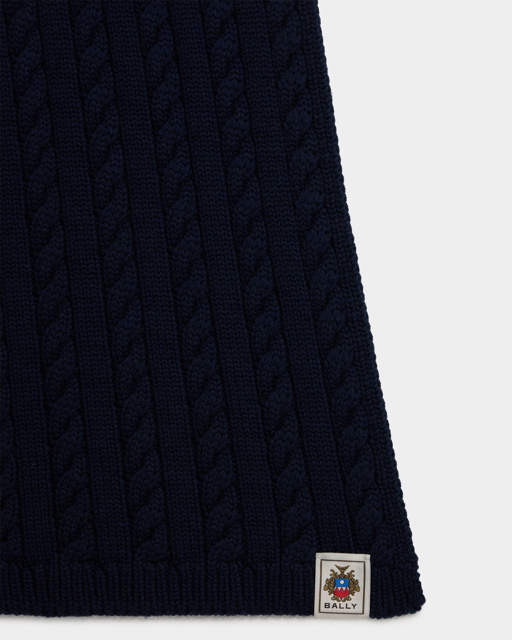 Bally Global - Scarf in Navy Blue Wool - Blue