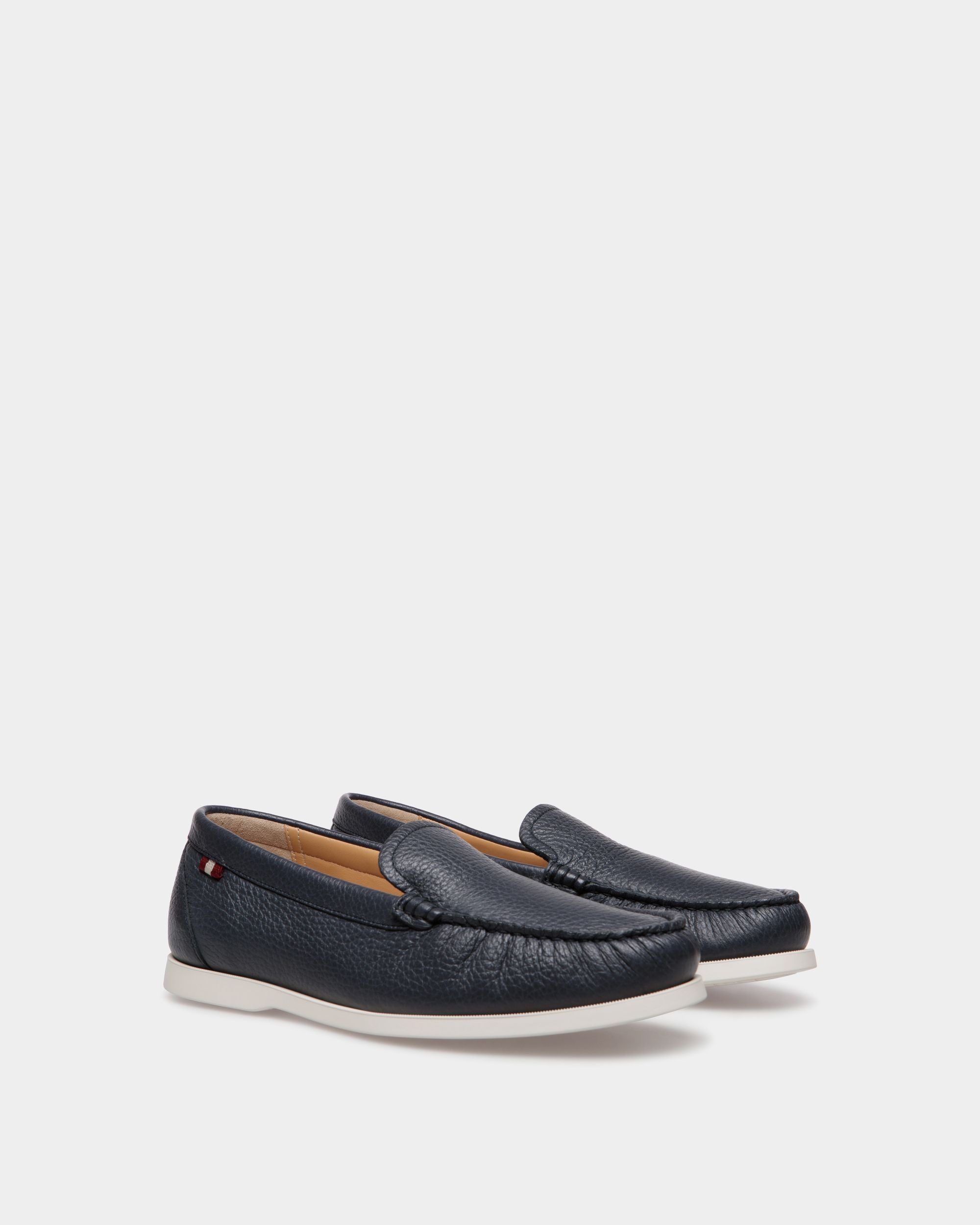 Bally Global - Nelson Loafer In Navy Blue Deer Leather - Blue
