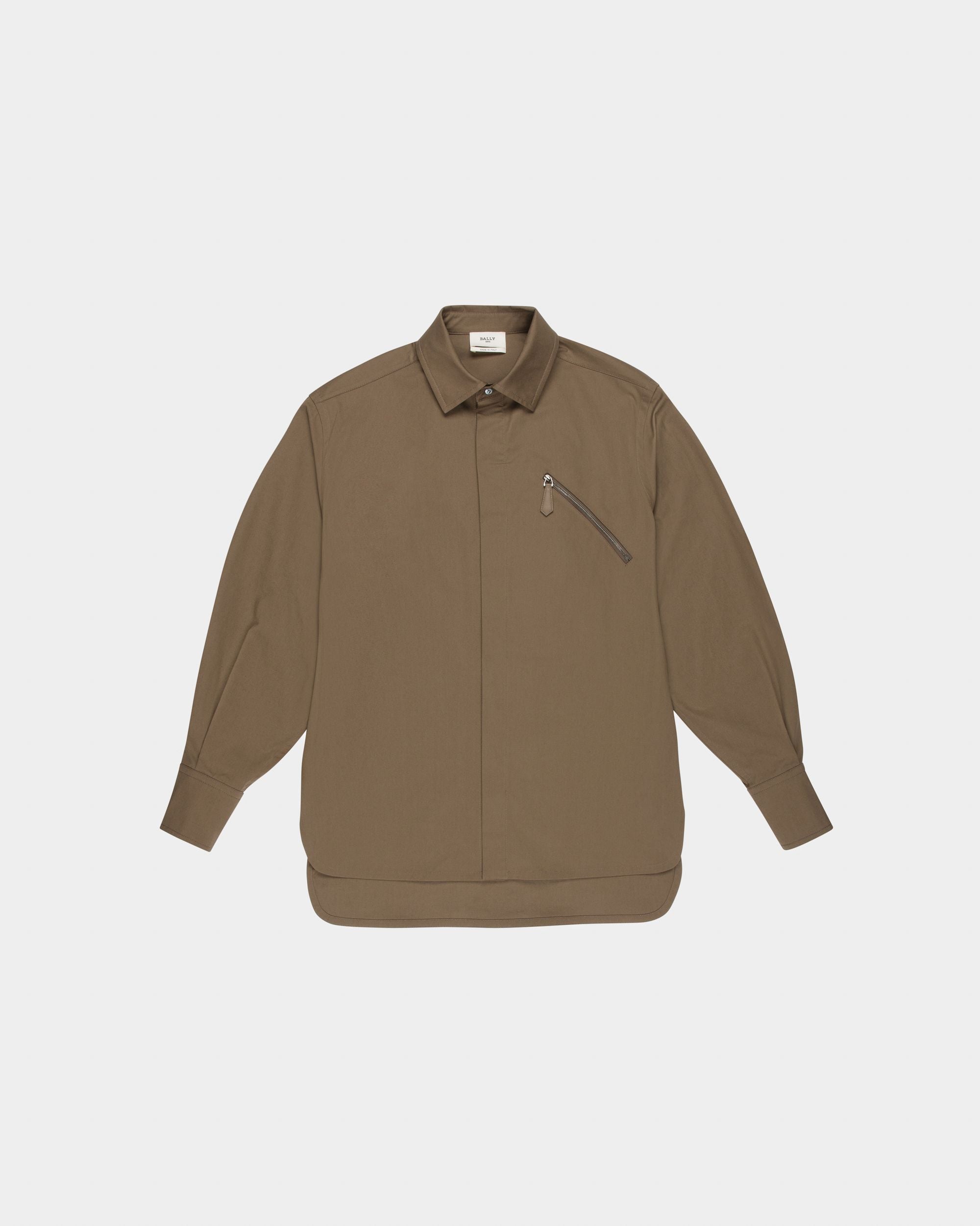 Bally Global - Stretch Cotton Shirt In Taupe - Beige