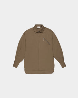 Stretch Cotton Shirt In Taupe