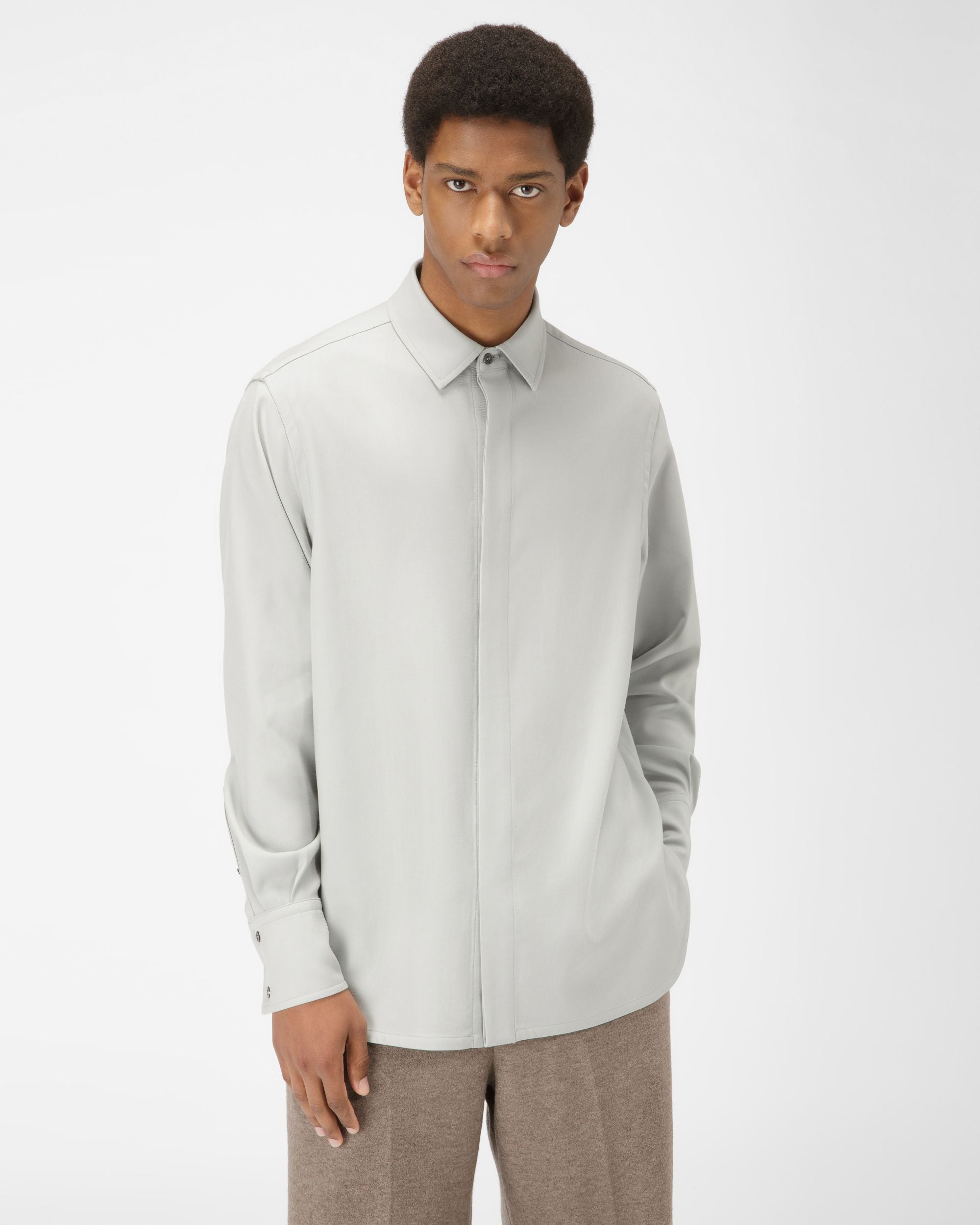 Bally Global - Wool Shirt In Light Blue - Blue