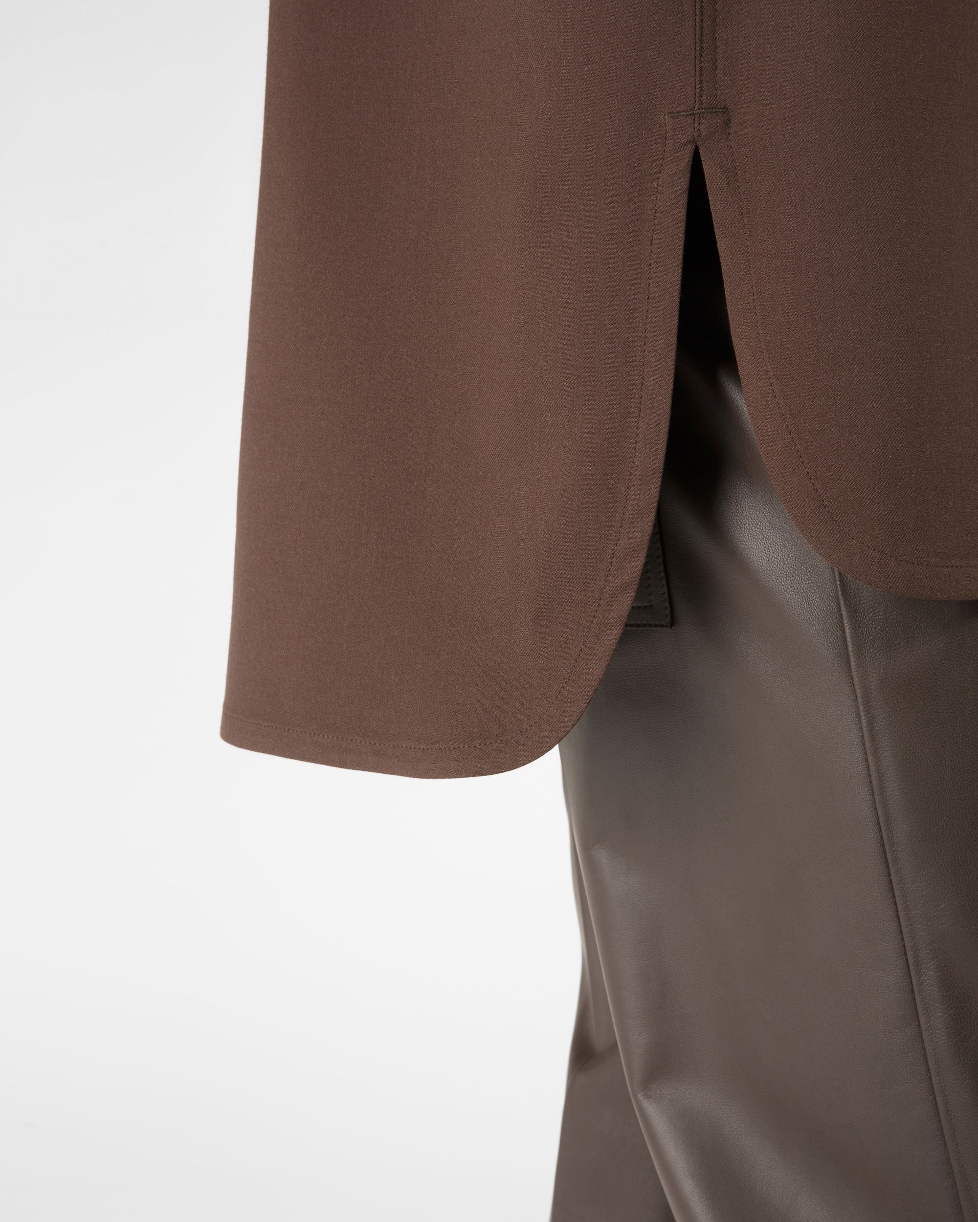 Bally Global - Wool Shirt In Ebony Brown - Brown
