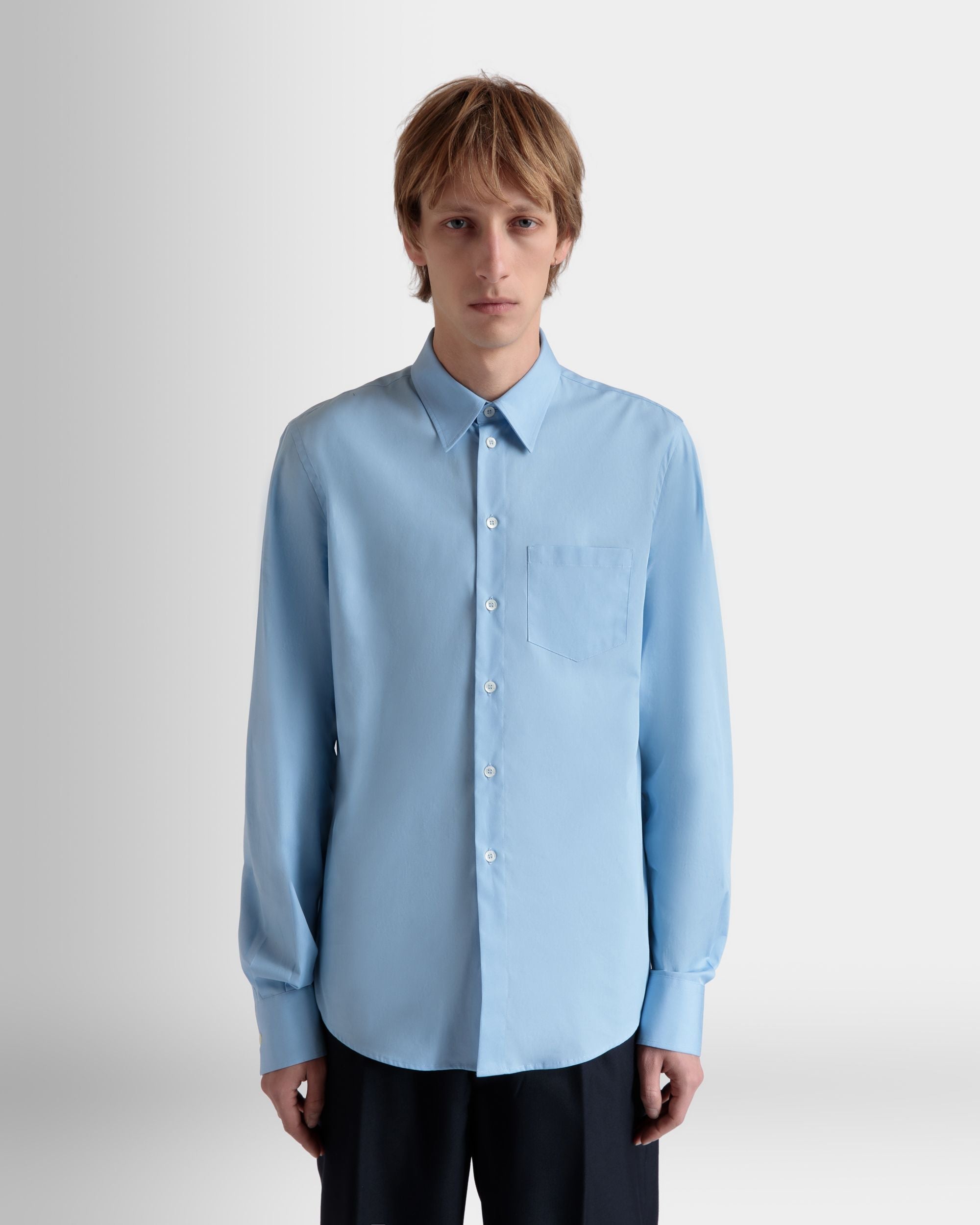 Bally Global - Long Sleeve Shirt In Light Blue Cotton - Blue
