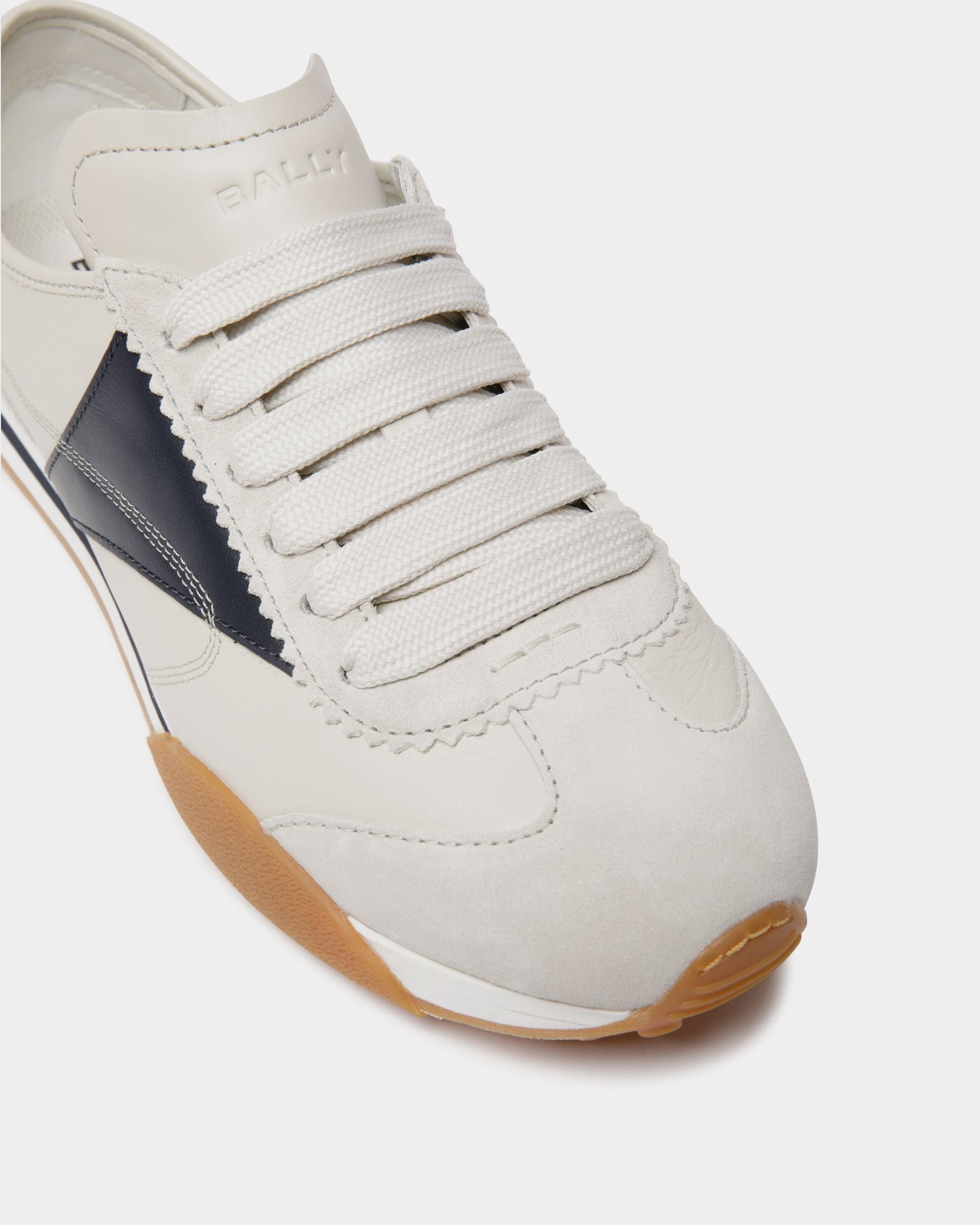 Bally Global - Basket Sussex En Cuir Blanc Et Navy Blue - Blanc